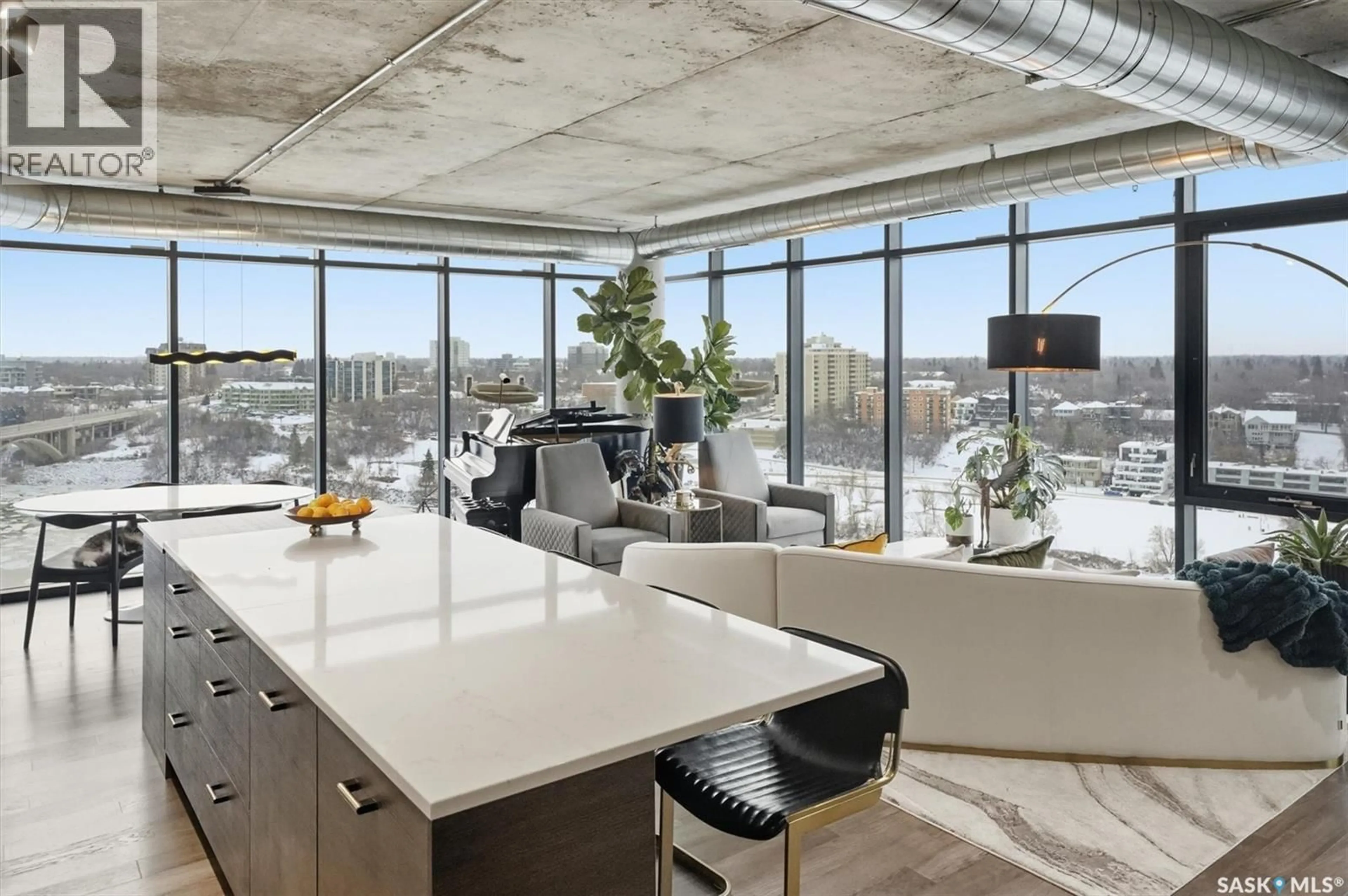 Open concept kitchen, cement floor for 490 - 1505 2ND AVENUE, Saskatoon Saskatchewan S7K4H5