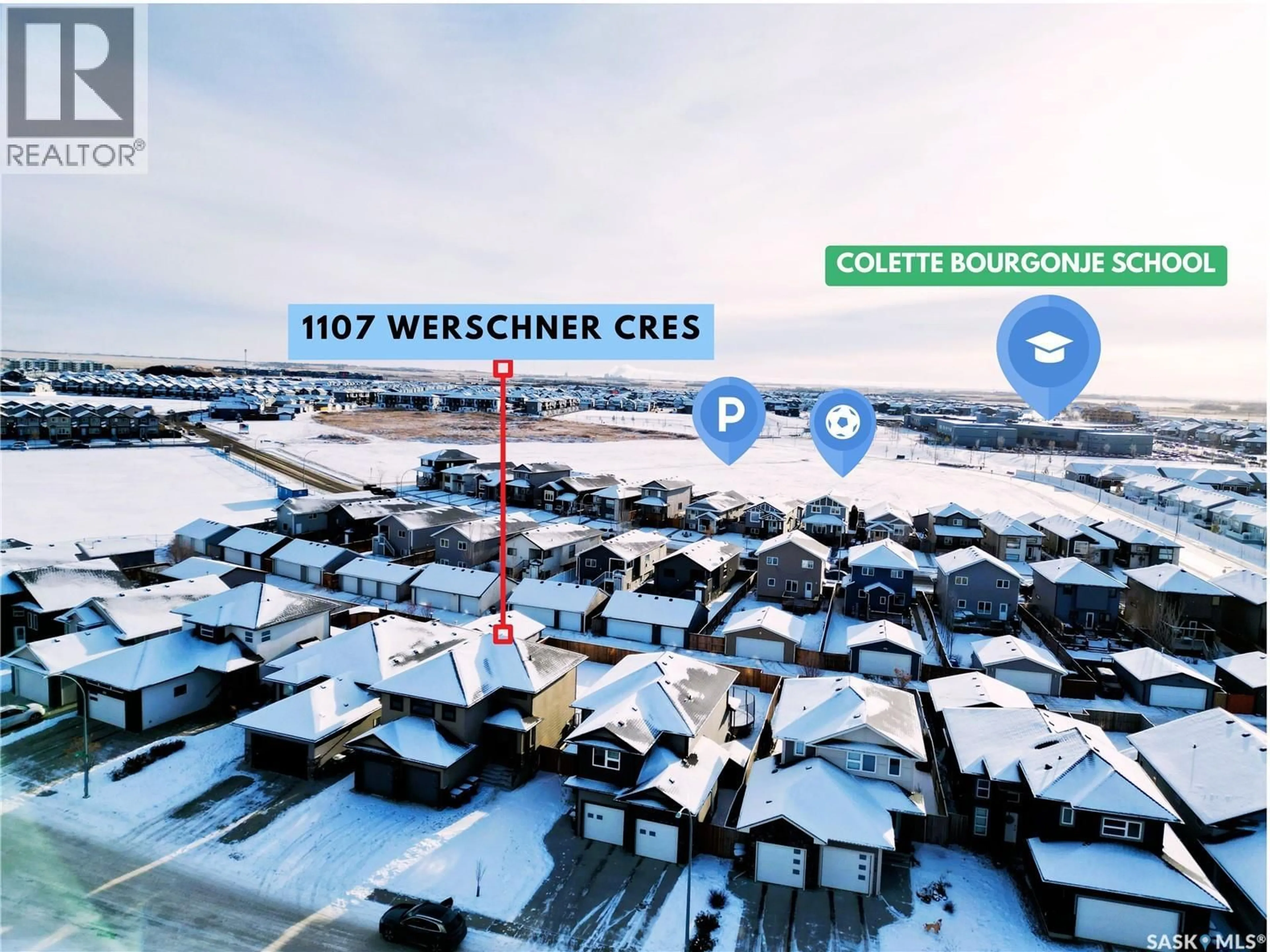 A pic from outside/outdoor area/front of a property/back of a property/a pic from drone, city buildings view from balcony for 1107 WERSCHNER CRESCENT, Saskatoon Saskatchewan S7V0G8