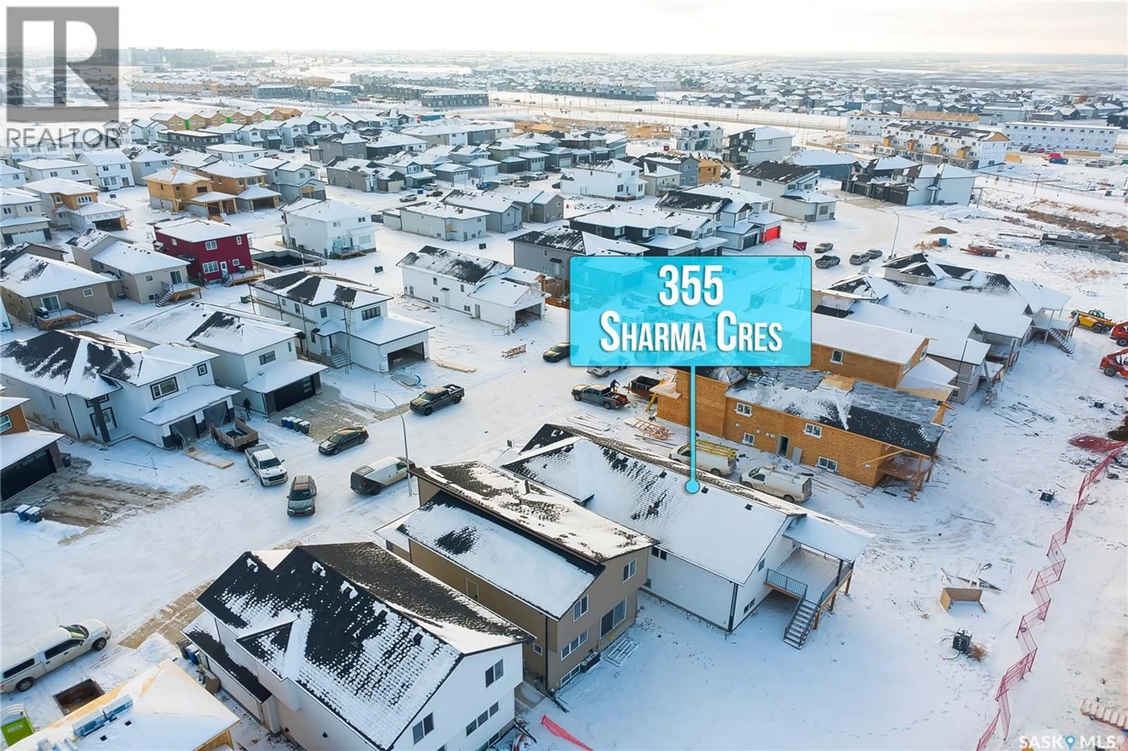 A pic from outside/outdoor area/front of a property/back of a property/a pic from drone, street for 355 SHARMA LANE, Saskatoon Saskatchewan S7W1K9