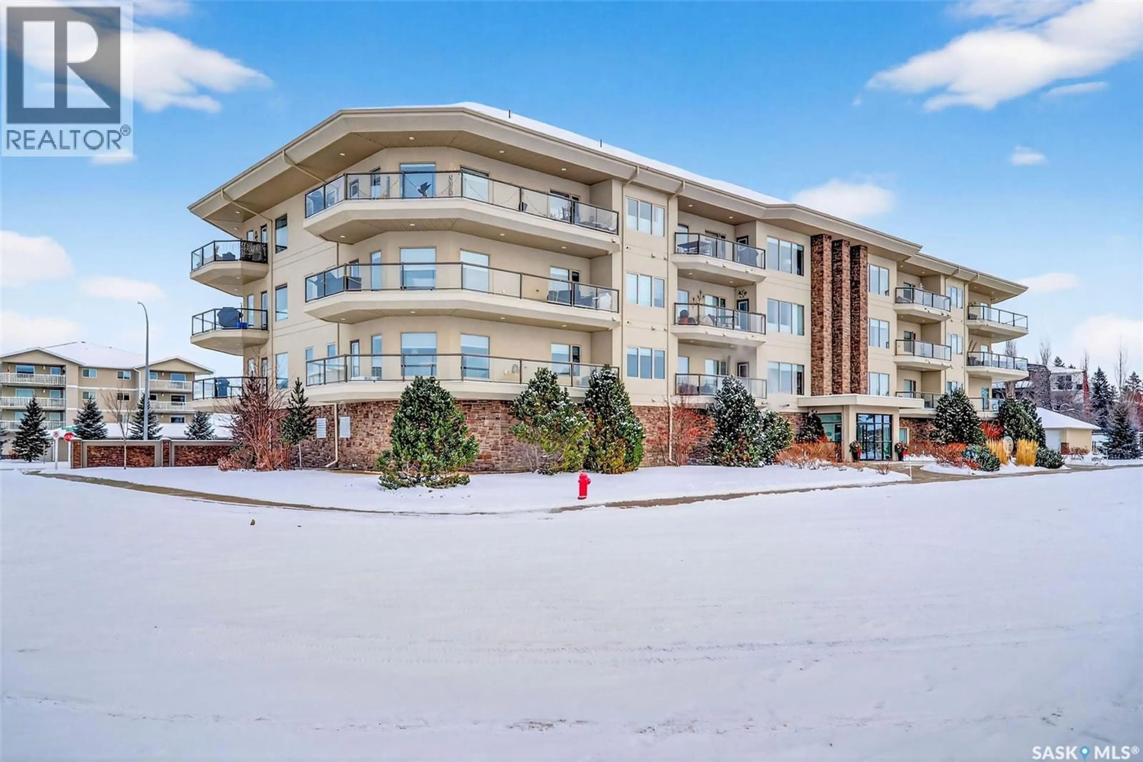 A pic from outside/outdoor area/front of a property/back of a property/a pic from drone, building for 304 - 2800 LAKEVIEW DRIVE, Prince Albert Saskatchewan S6W0A4