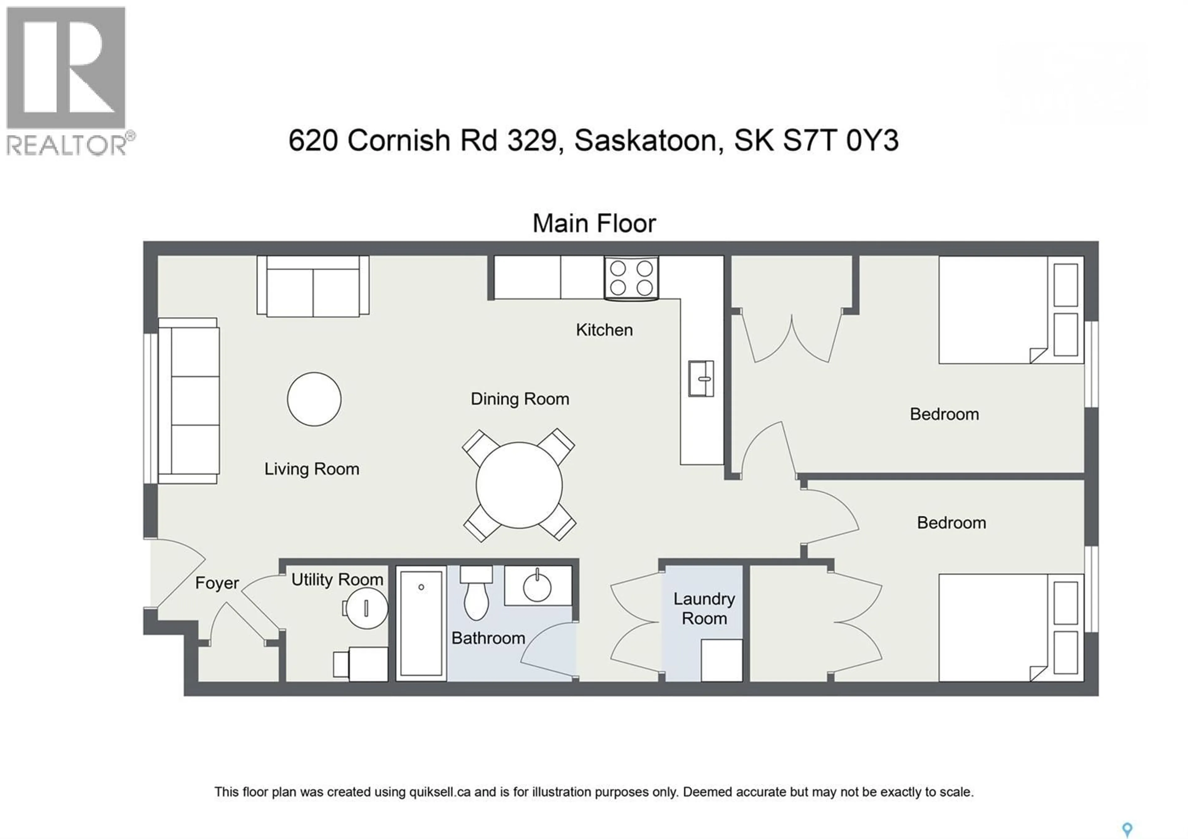 Floor plan for 320 - 329 CORNISH ROAD, Saskatoon Saskatchewan S7T0Y3
