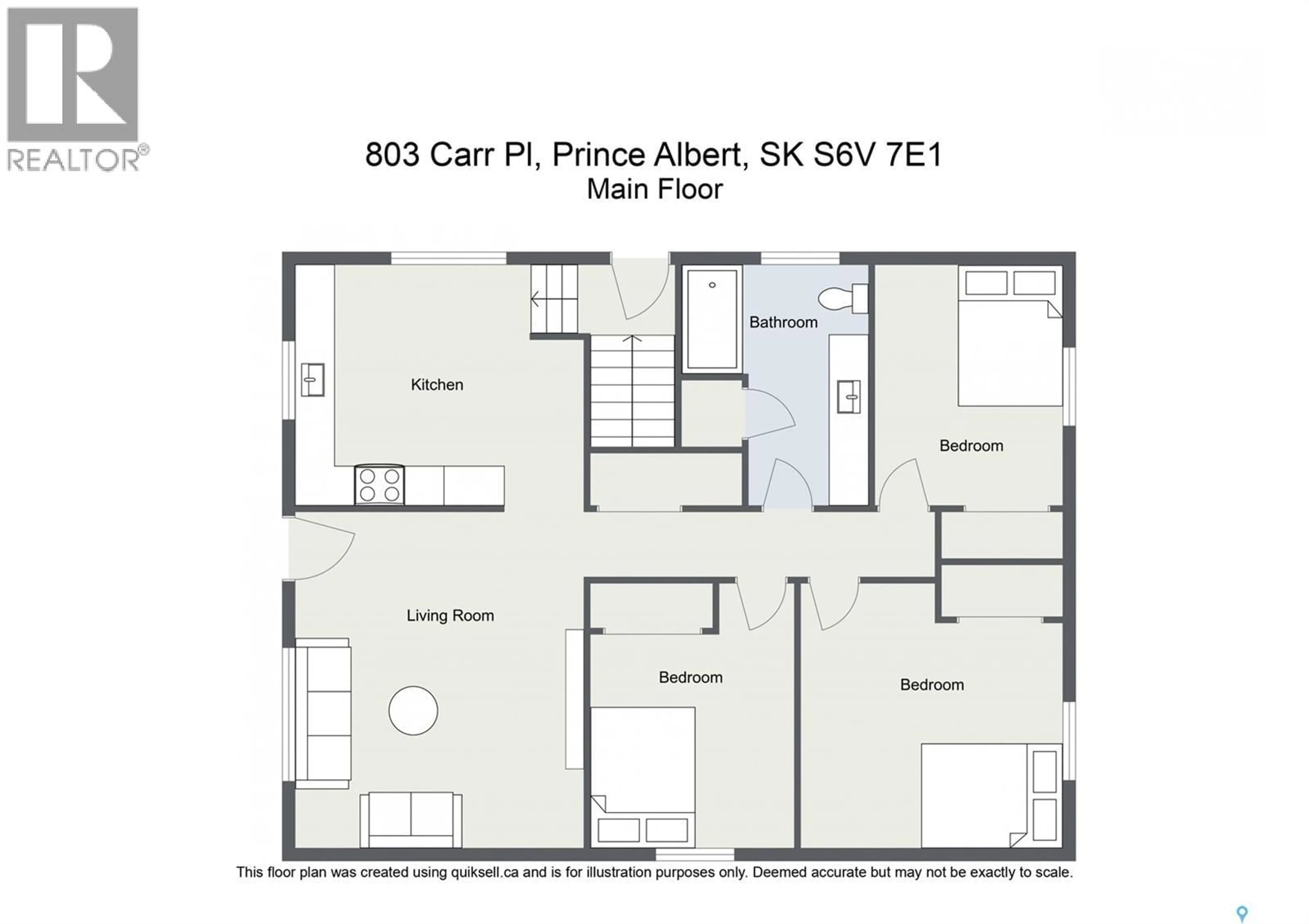 Floor plan for 803 CARR PLACE, Prince Albert Saskatchewan S6V7E1