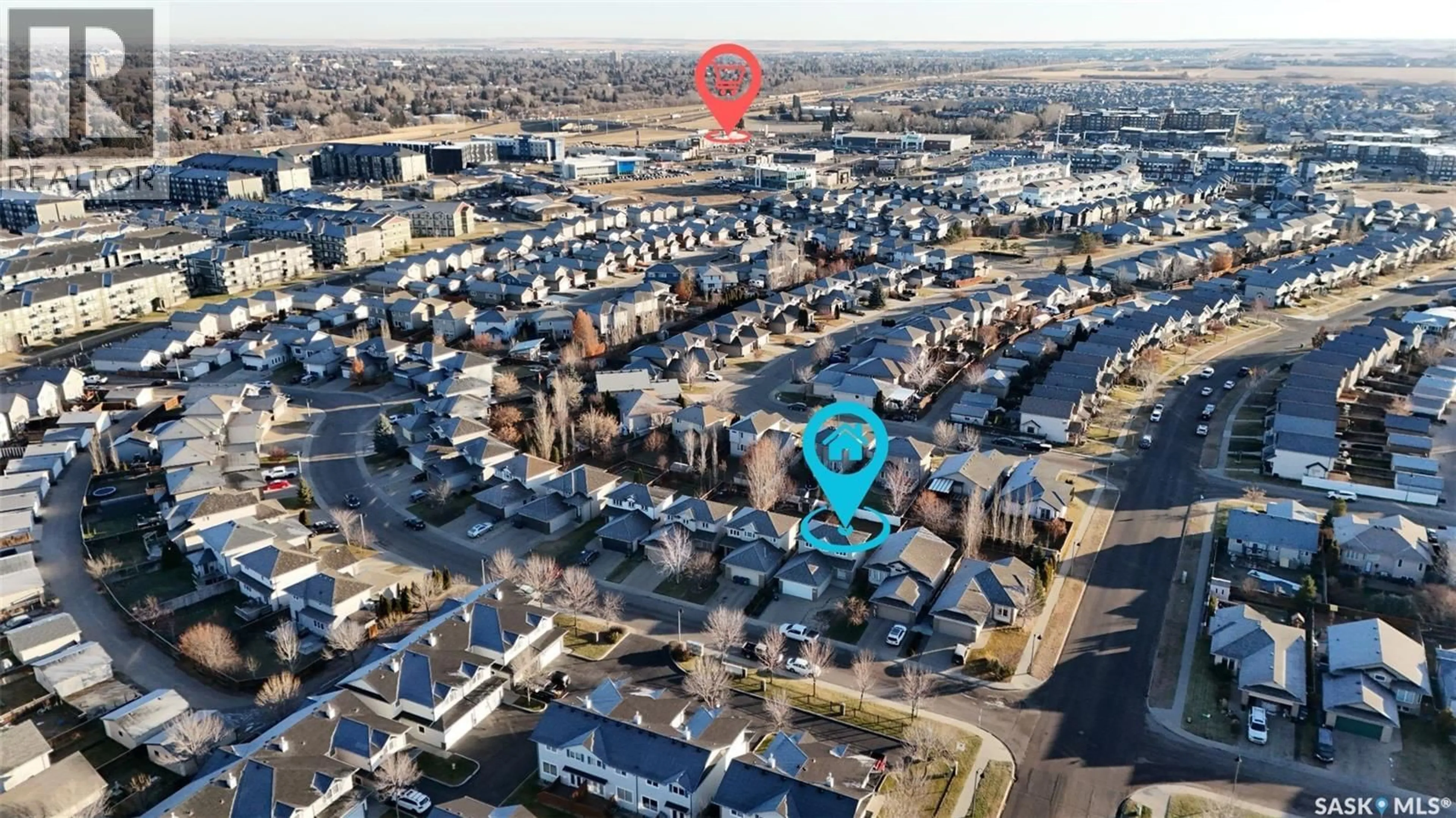 A pic from outside/outdoor area/front of a property/back of a property/a pic from drone, street for 111 DULMAGE CRESCENT, Saskatoon Saskatchewan S7T0C7