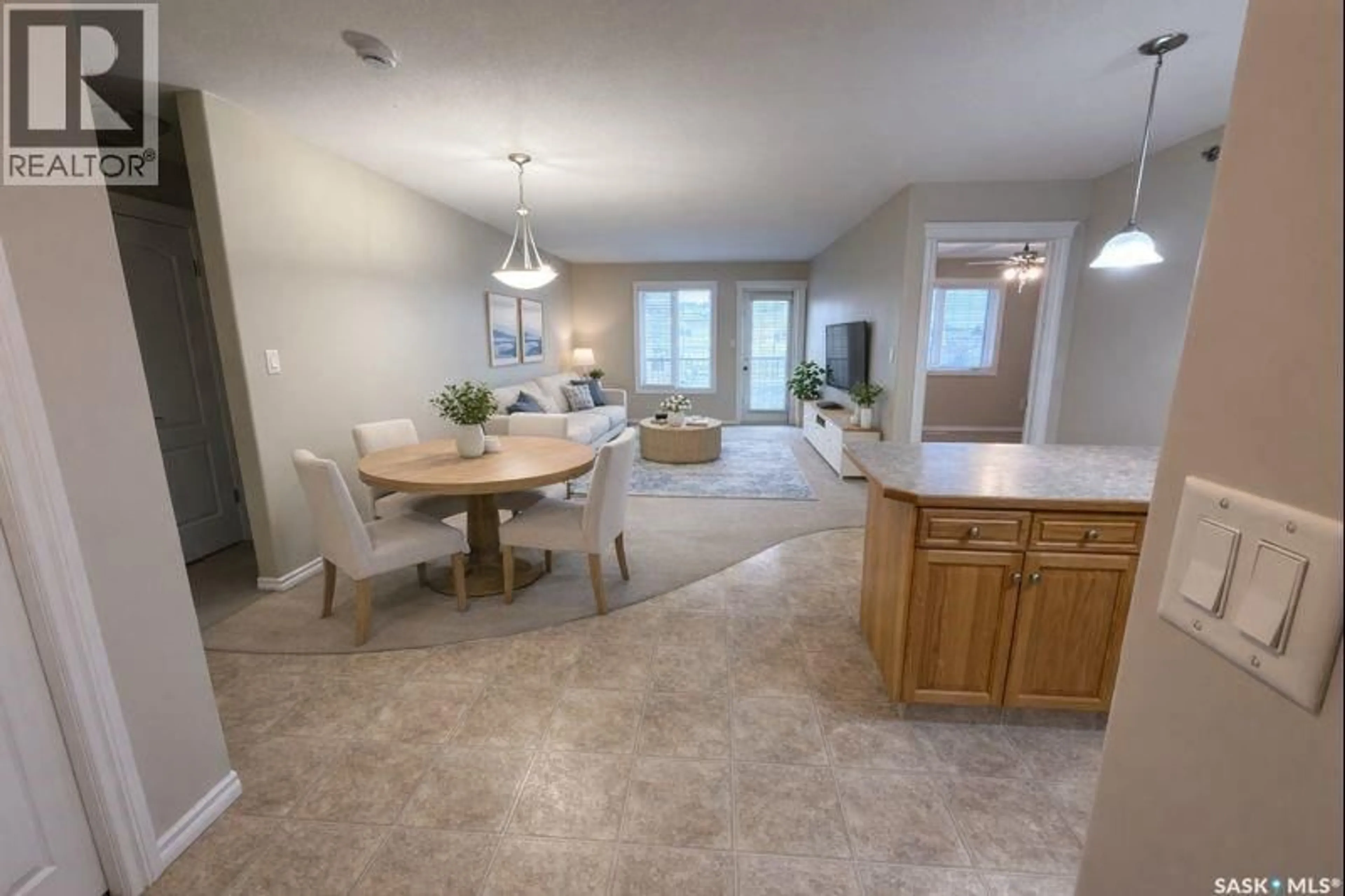 Open concept kitchen, ceramic/tile floor for 402 - 2909 ARENS ROAD, Regina Saskatchewan S4V3H8