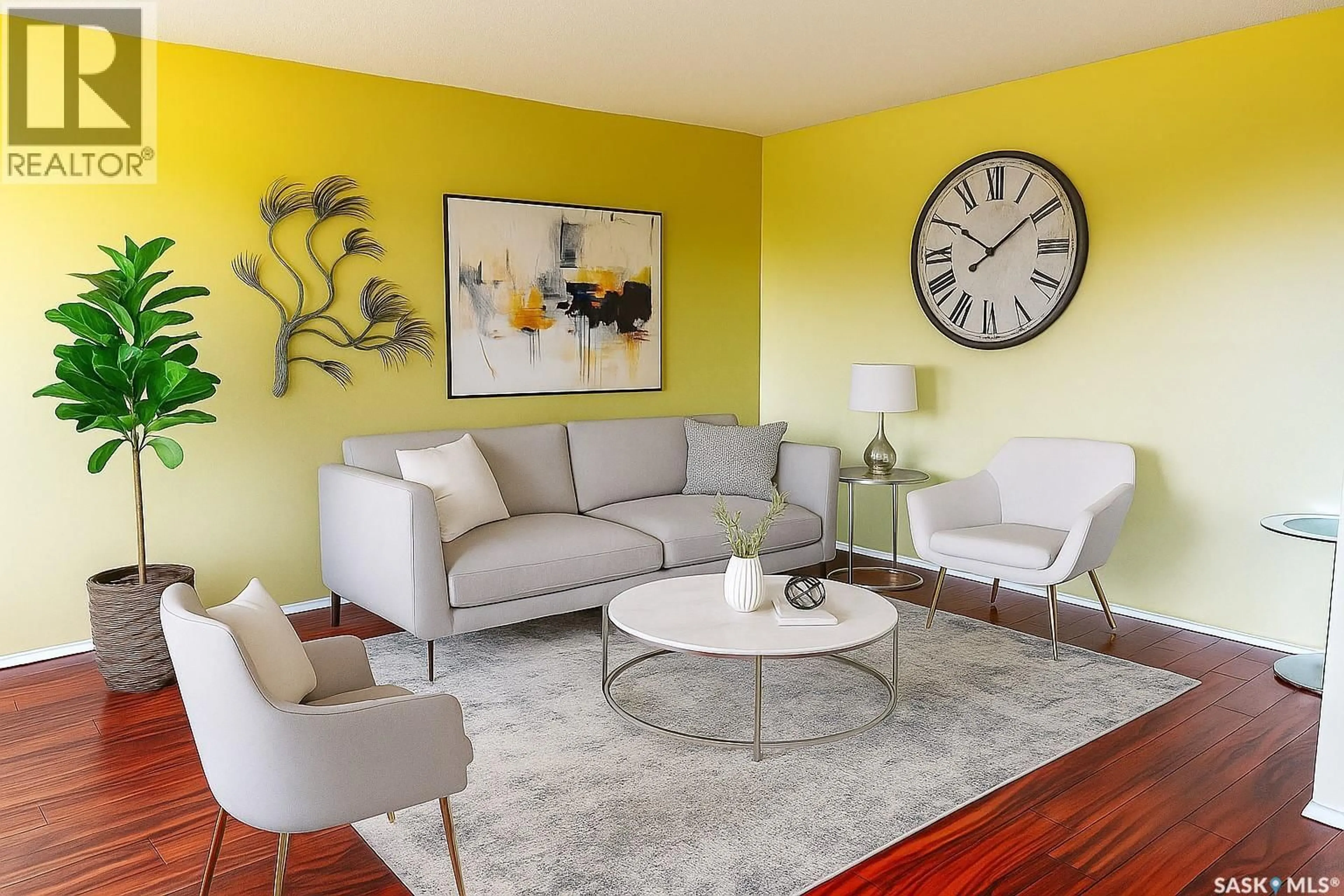 Living room with furniture, wood/laminate floor for 520 BRAY STREET E, Swift Current Saskatchewan S9H4E3