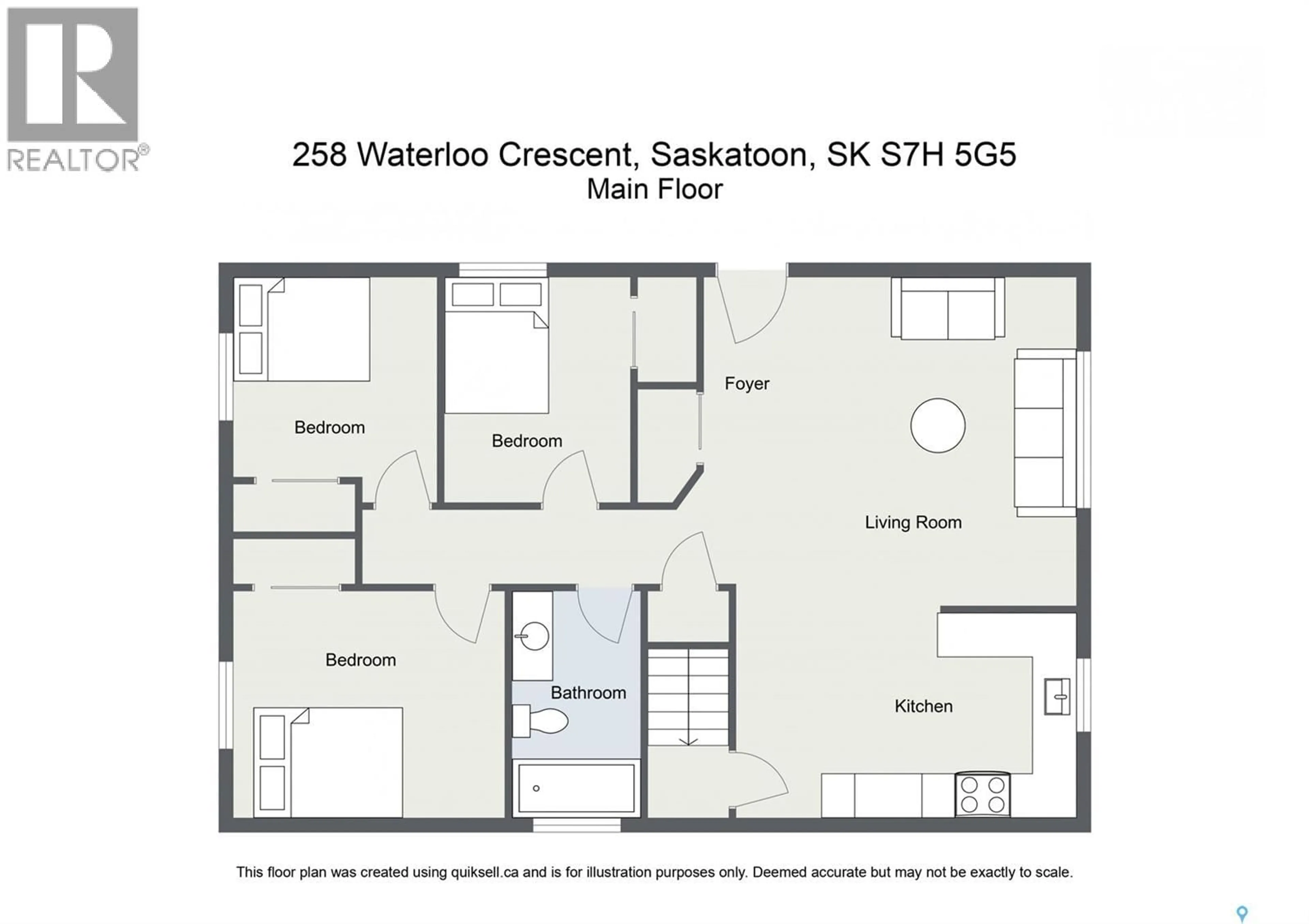 Floor plan for 258 WATERLOO CRESCENT, Saskatoon Saskatchewan S7H4G5