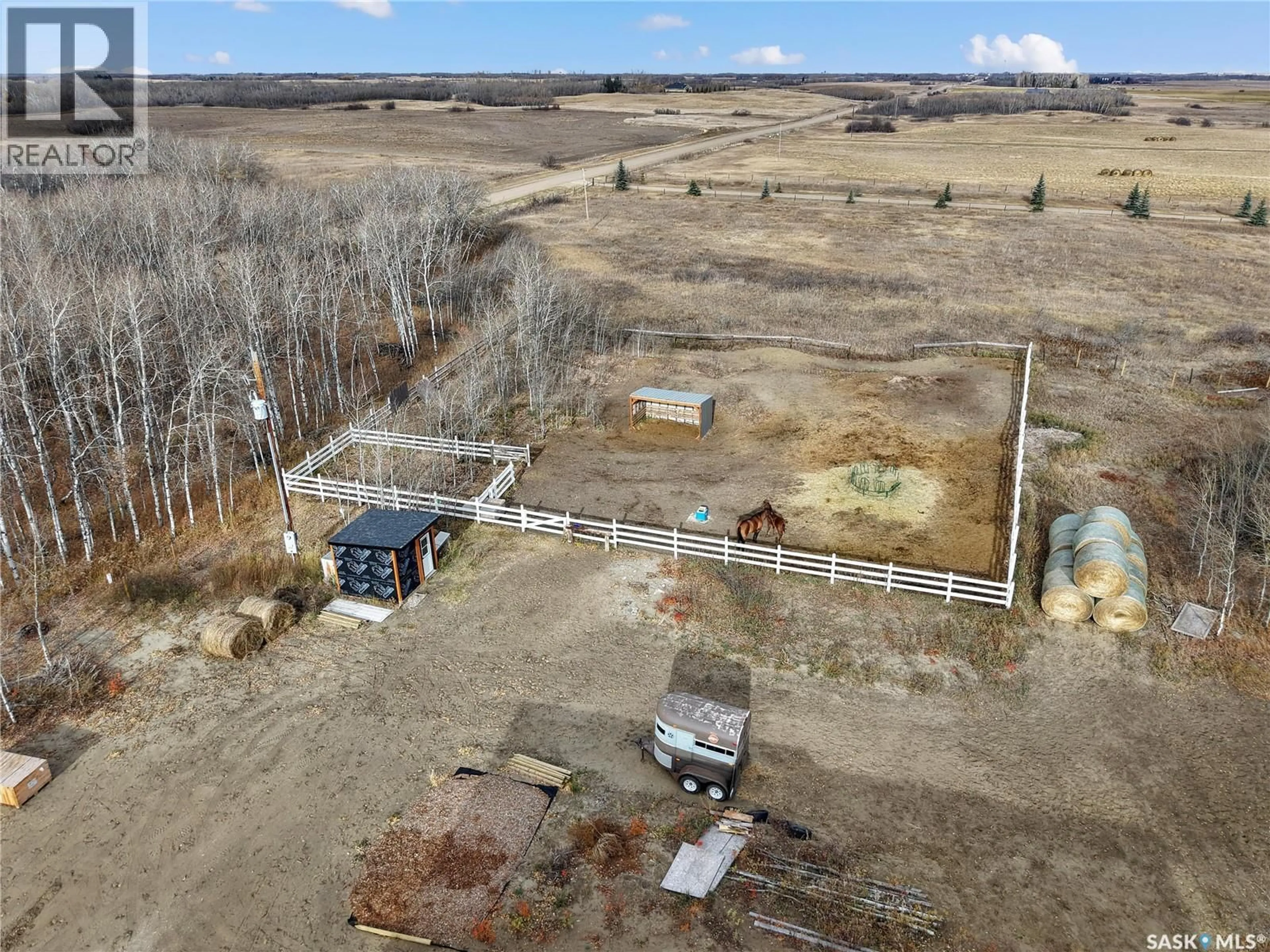 A pic from outside/outdoor area/front of a property/back of a property/a pic from drone, building for FURGESON ACREAGE, Corman Park Rm No. 344 Saskatchewan S0K0Y0
