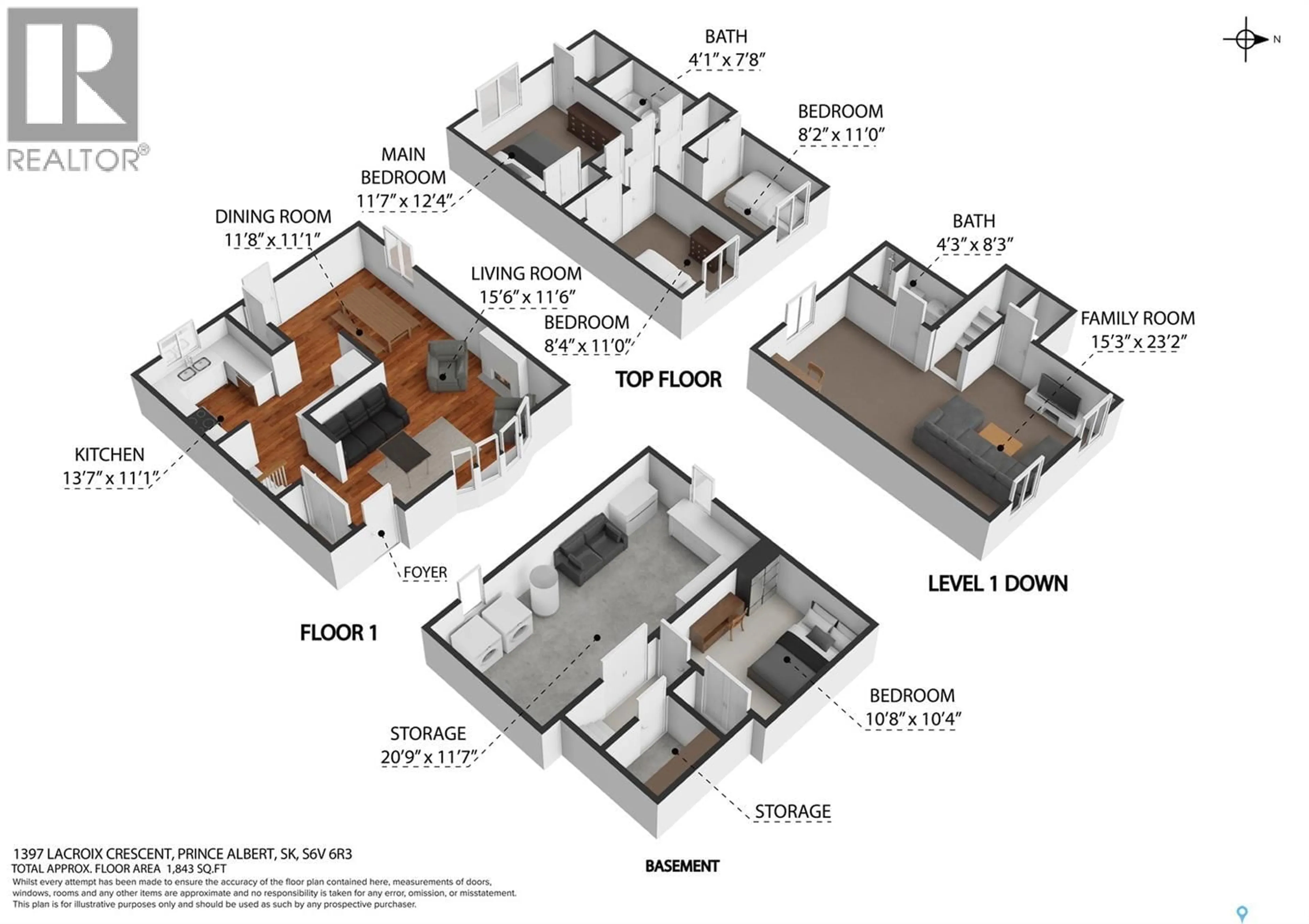 Floor plan for 1397 LACROIX CRESCENT, Prince Albert Saskatchewan S6V6R3