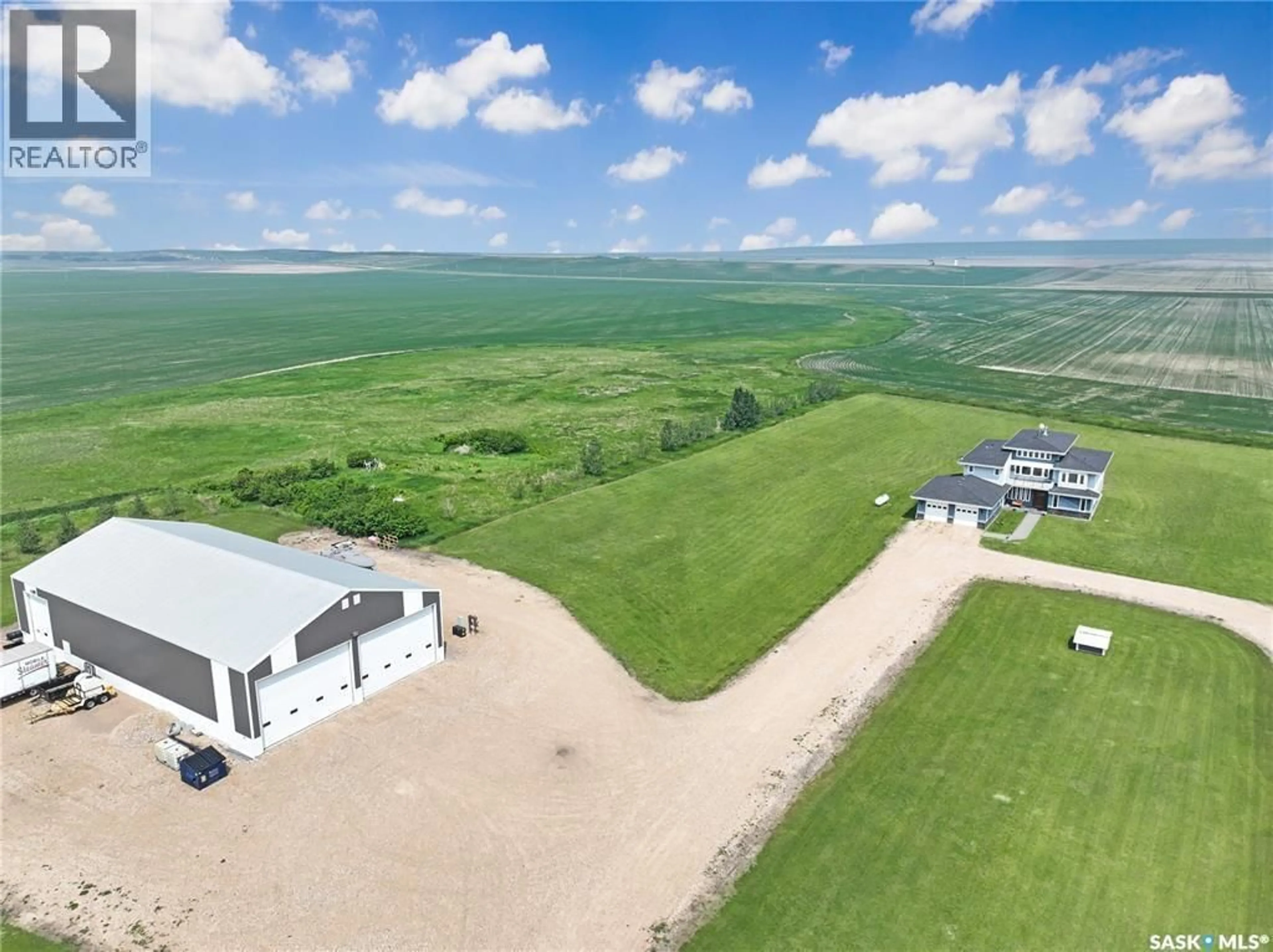 A pic from outside/outdoor area/front of a property/back of a property/a pic from drone, water/lake/river/ocean view for PRAIRIE VIEW ACREAGE, Brock Rm No. 64 Saskatchewan S0C1L0