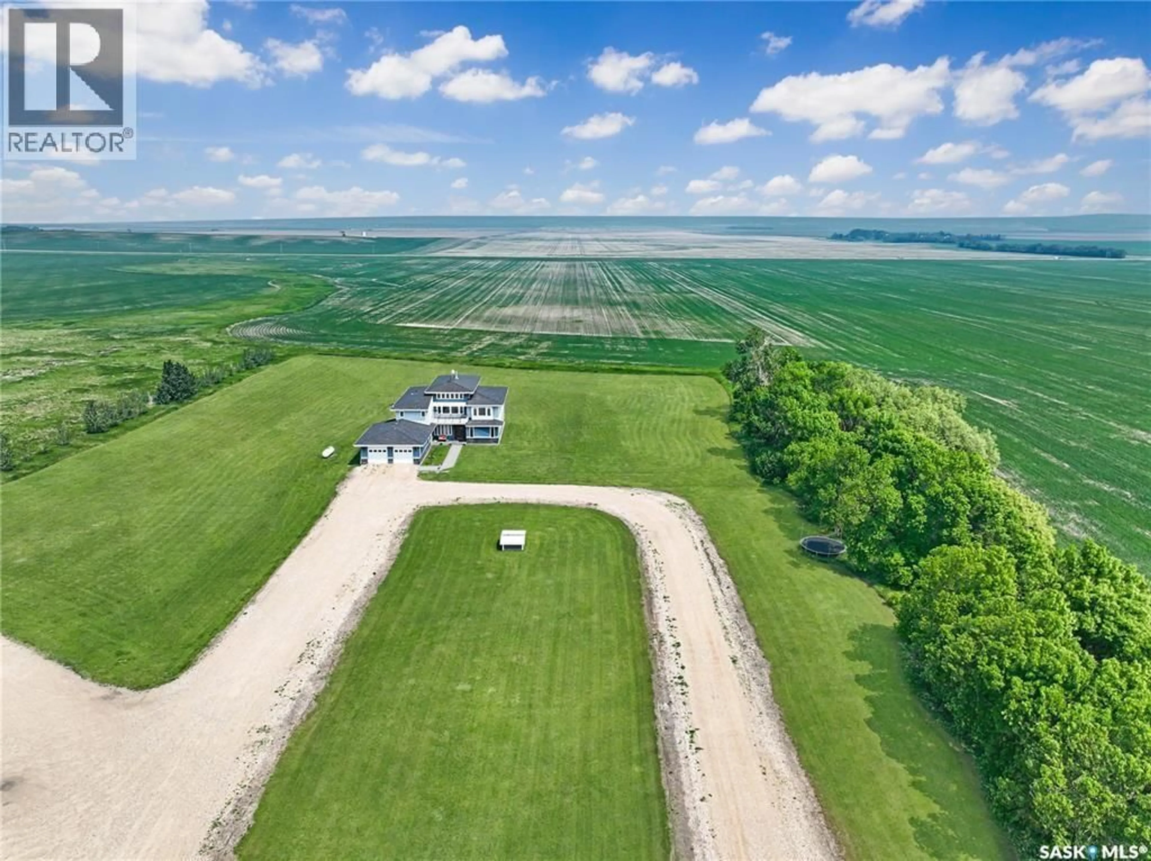 A pic from outside/outdoor area/front of a property/back of a property/a pic from drone, water/lake/river/ocean view for PRAIRIE VIEW ACREAGE, Brock Rm No. 64 Saskatchewan S0C1L0