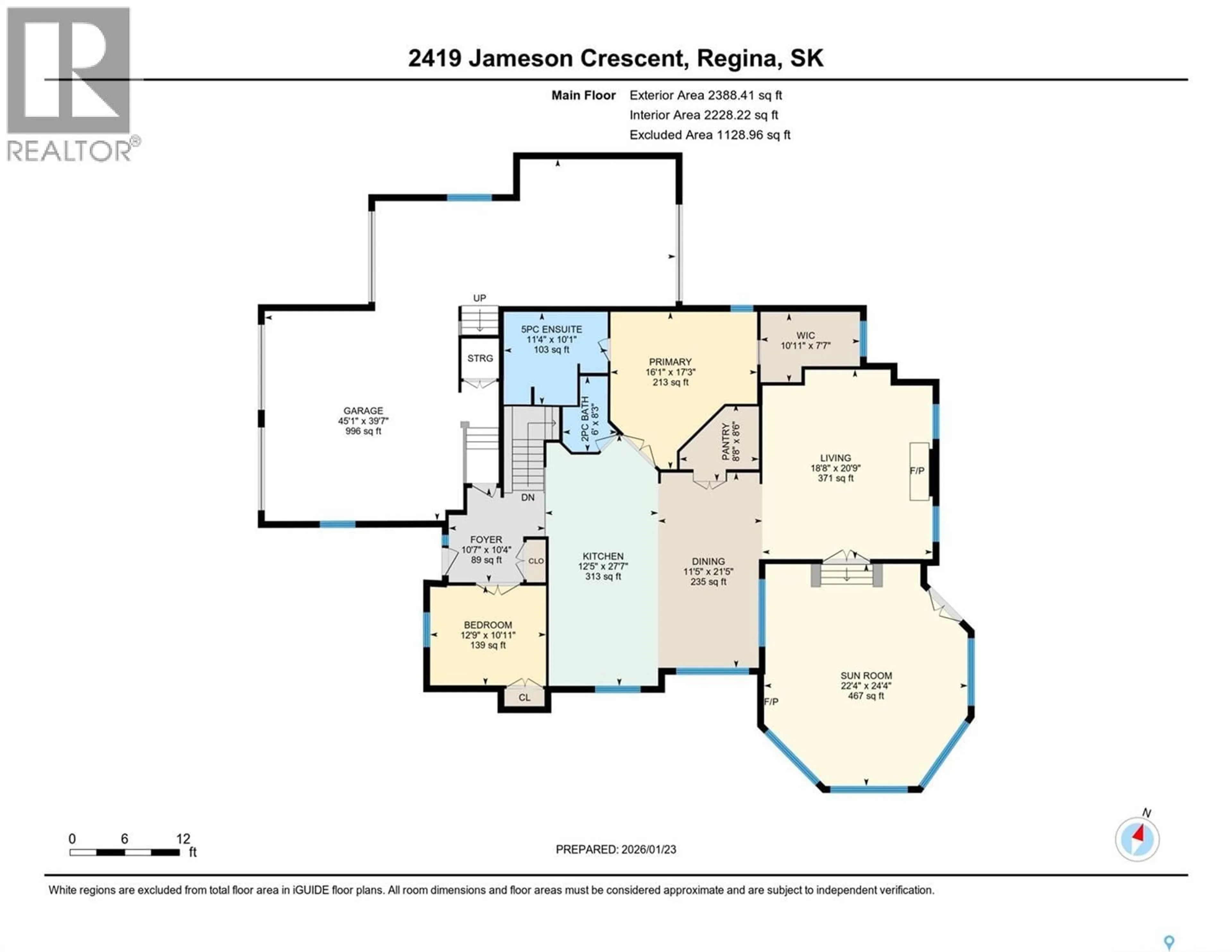 Floor plan for 2419 JAMESON CRESCENT, Regina Saskatchewan S4V1K2