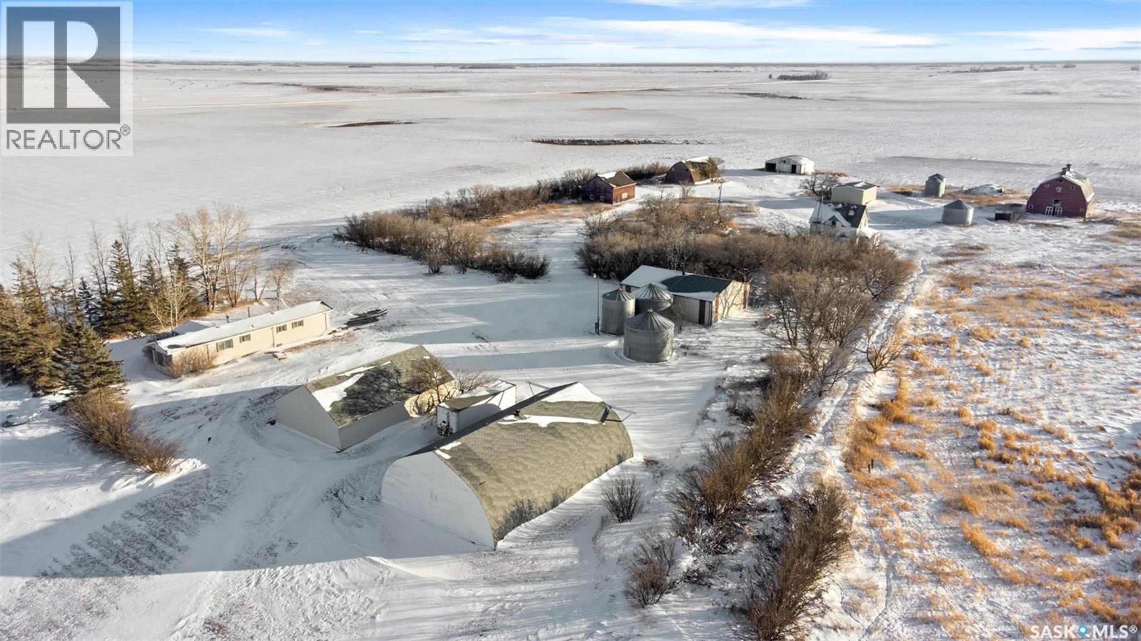 A pic from outside/outdoor area/front of a property/back of a property/a pic from drone, water/lake/river/ocean view for BENDER ACREAGE, Loreburn Rm No. 254 Saskatchewan S0H2S0