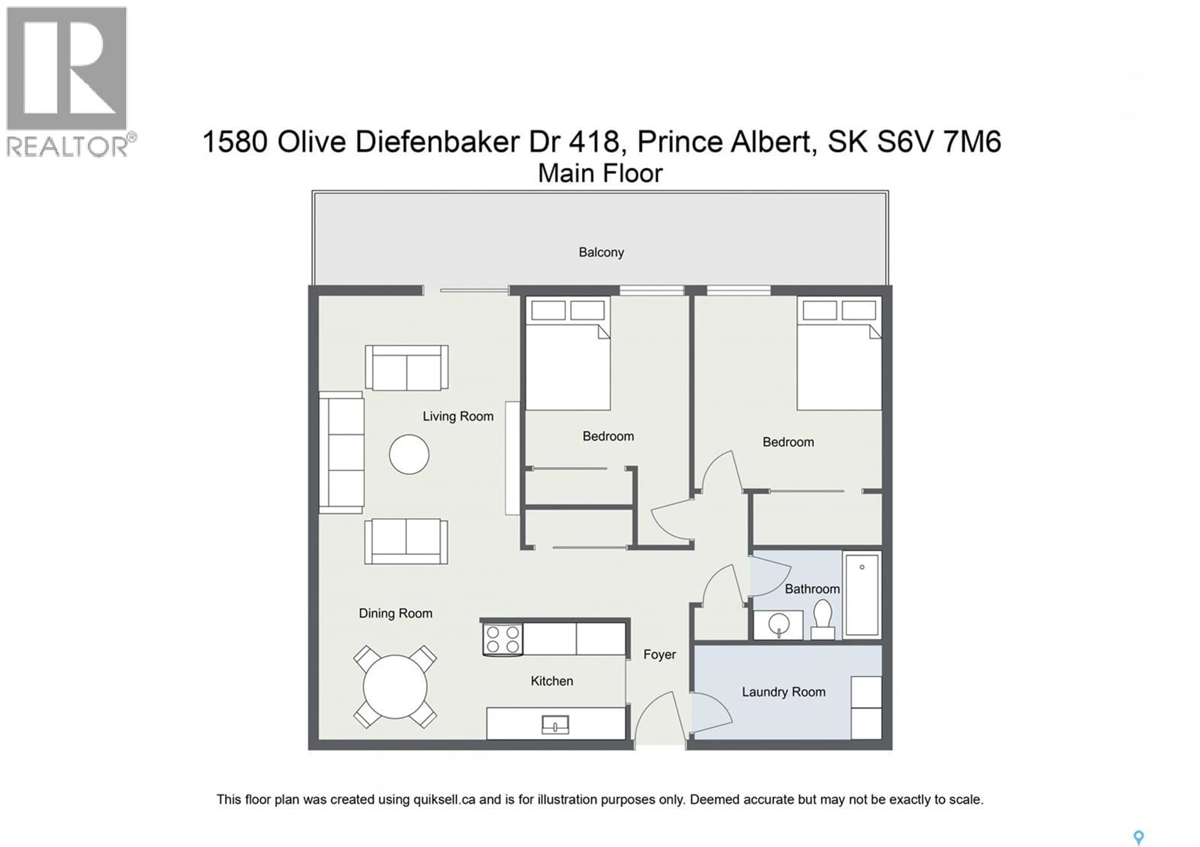 Floor plan for 418 1580 OLIVE DIEFENBAKER DRIVE, Prince Albert Saskatchewan S6V7M6
