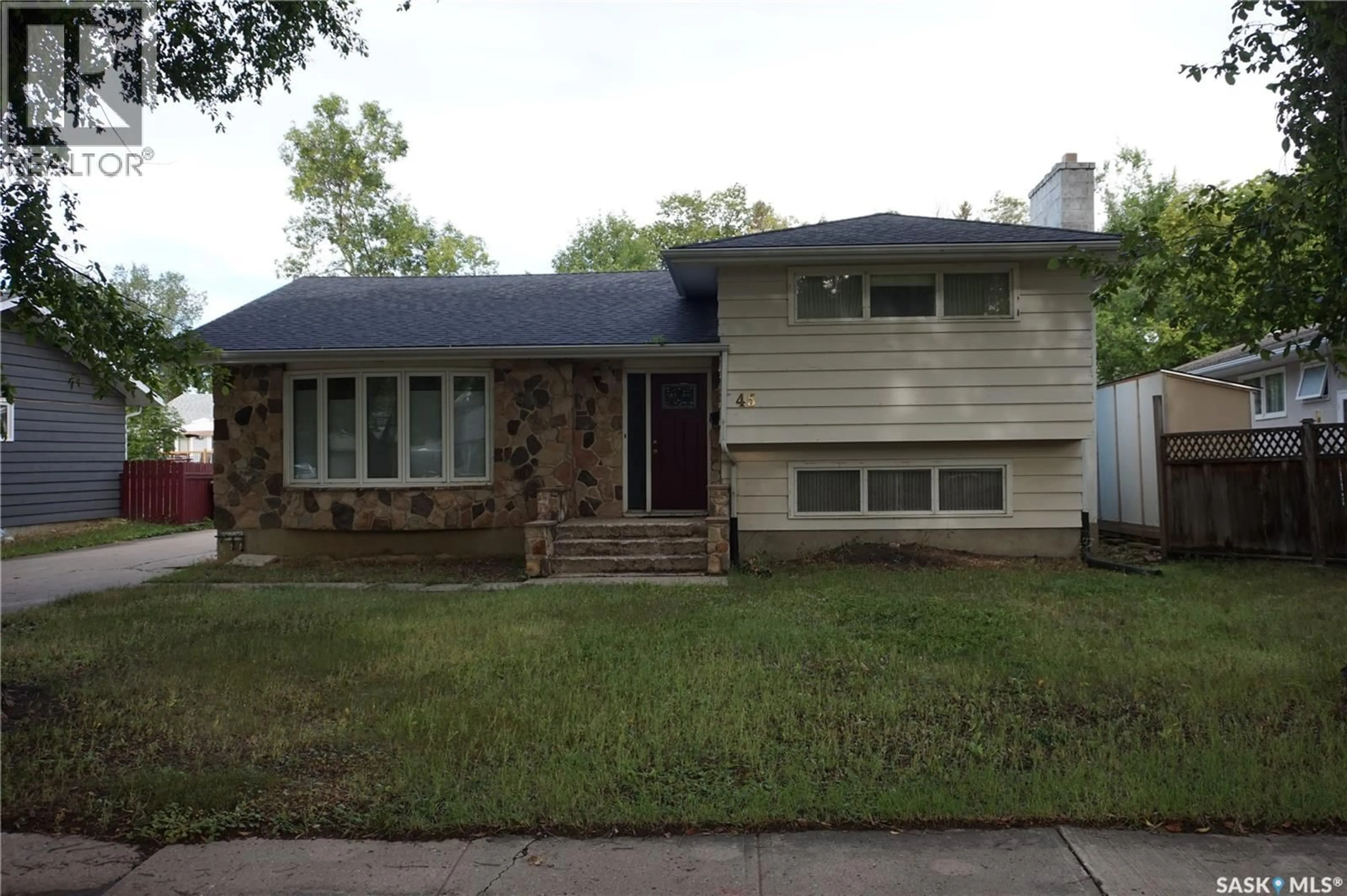 Home with vinyl exterior material, street for 45 TIBBITS ROAD, Regina Saskatchewan S4S1N5