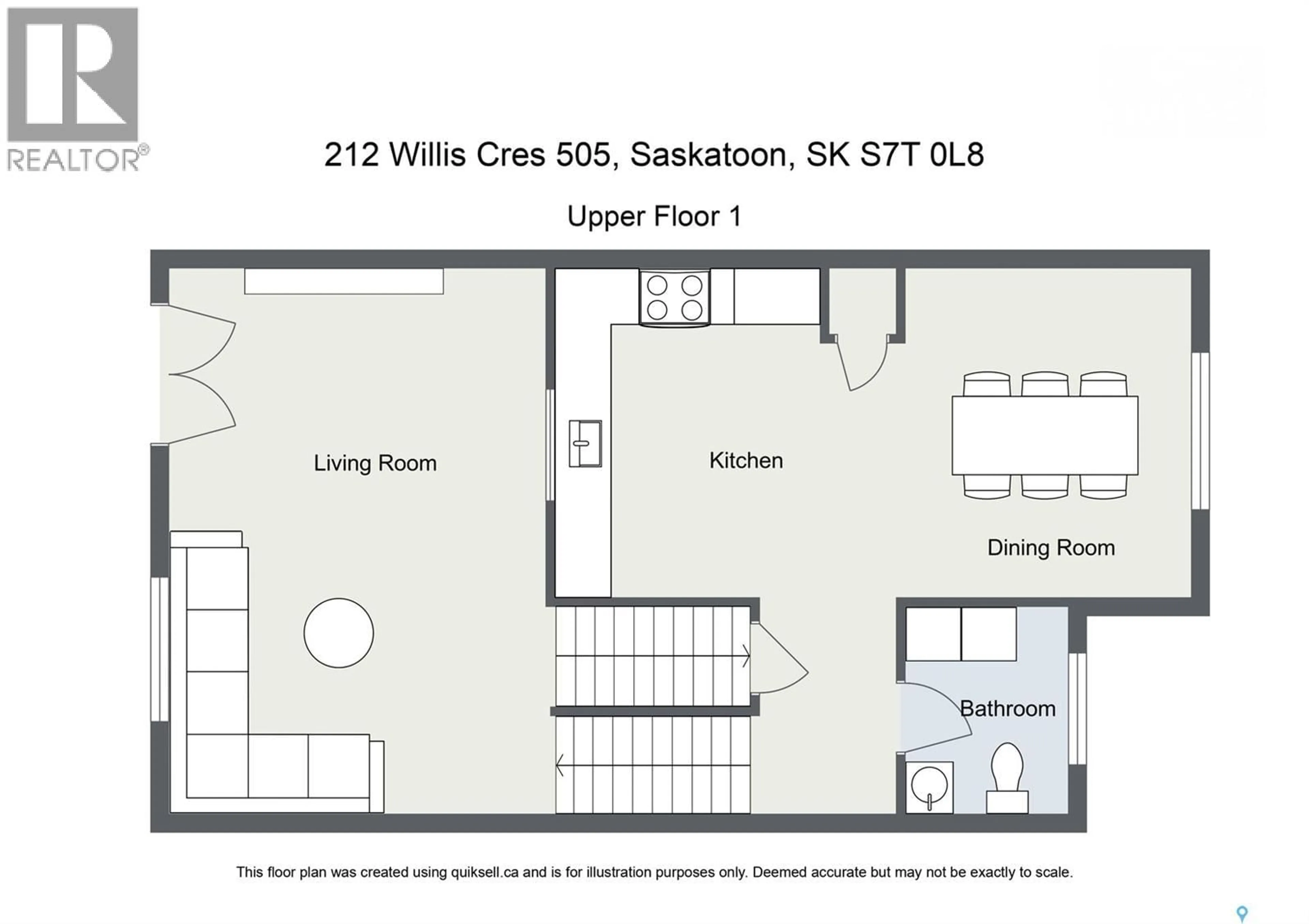 Floor plan for 212 - 505 WILLIS CRESCENT, Saskatoon Saskatchewan S7T0R7