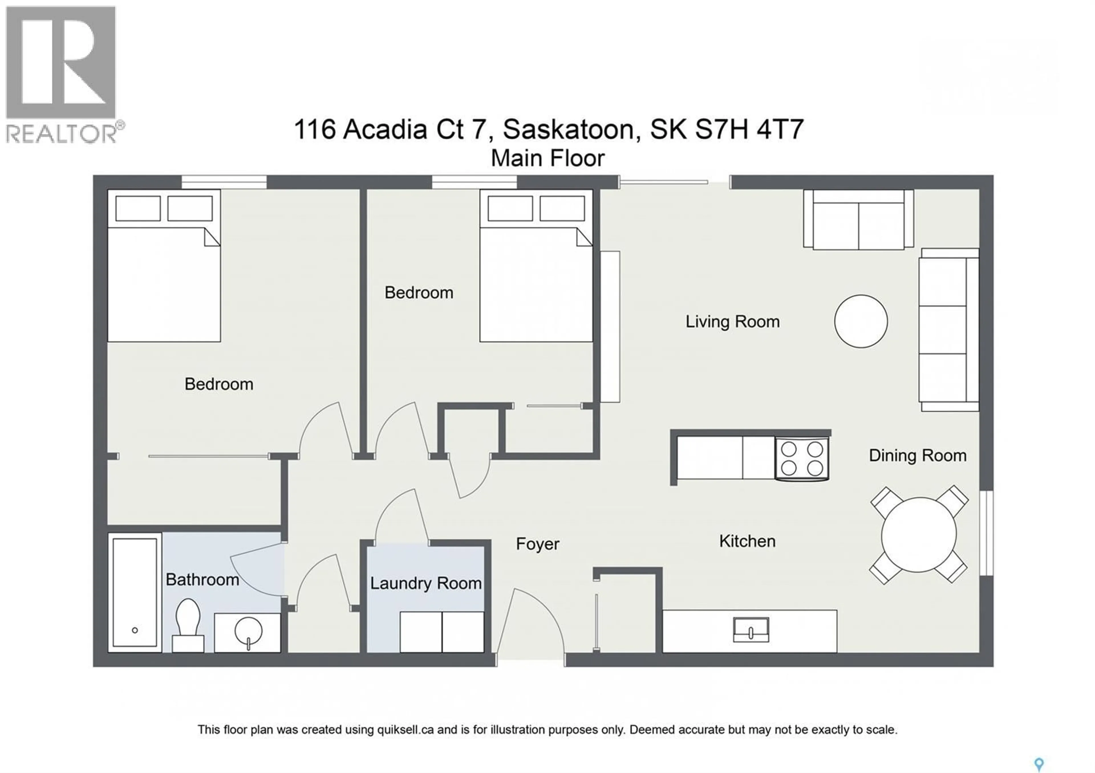 Floor plan for 7 116 ACADIA COURT, Saskatoon Saskatchewan S7H4T7