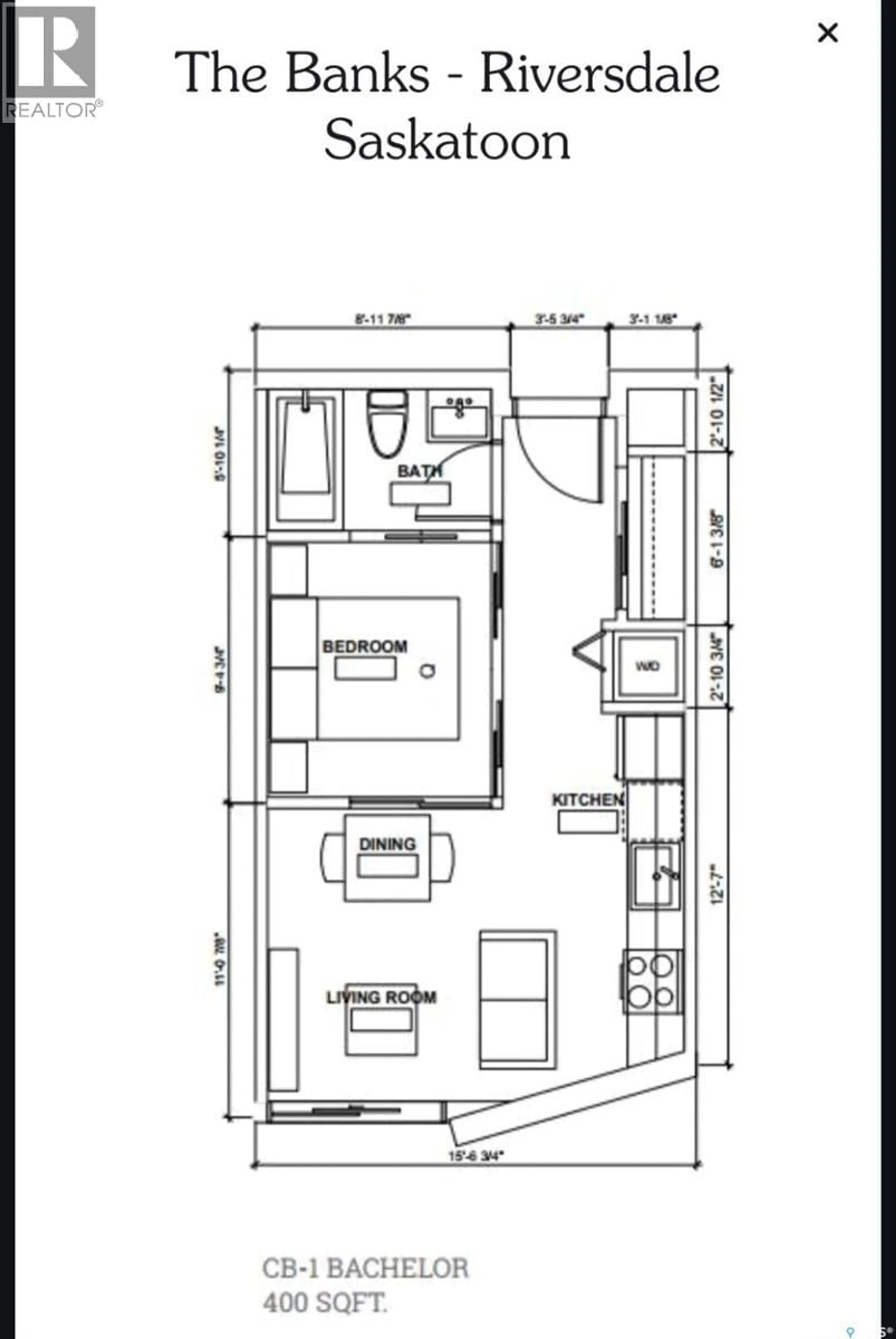 Floor plan for S - 325 404 C AVENUE, Saskatoon Saskatchewan S7M5B9