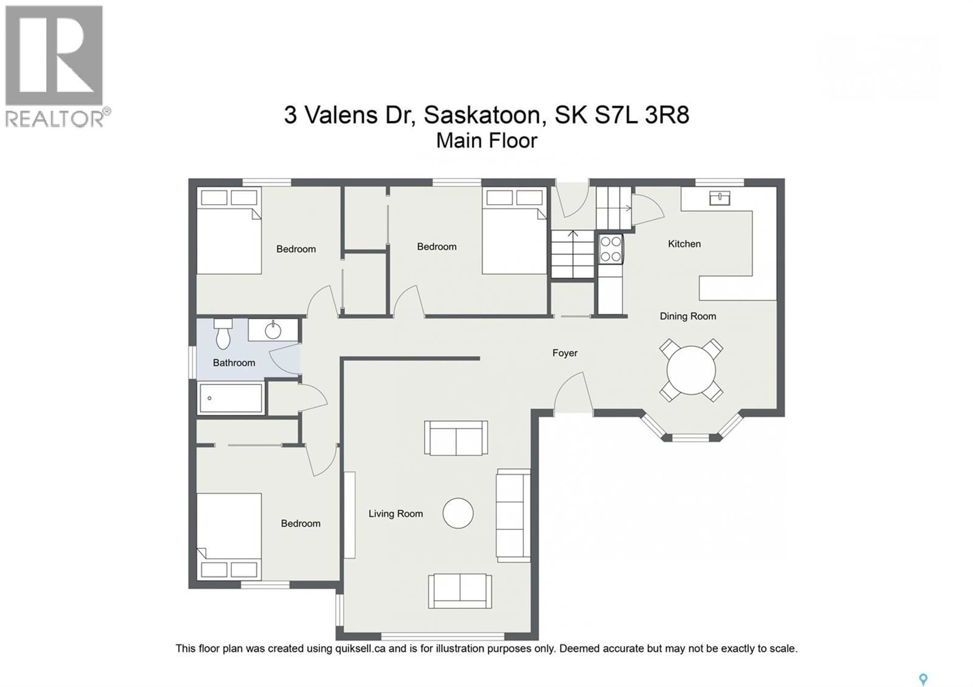 Floor plan for 3 VALENS DRIVE, Saskatoon Saskatchewan S7L3R8