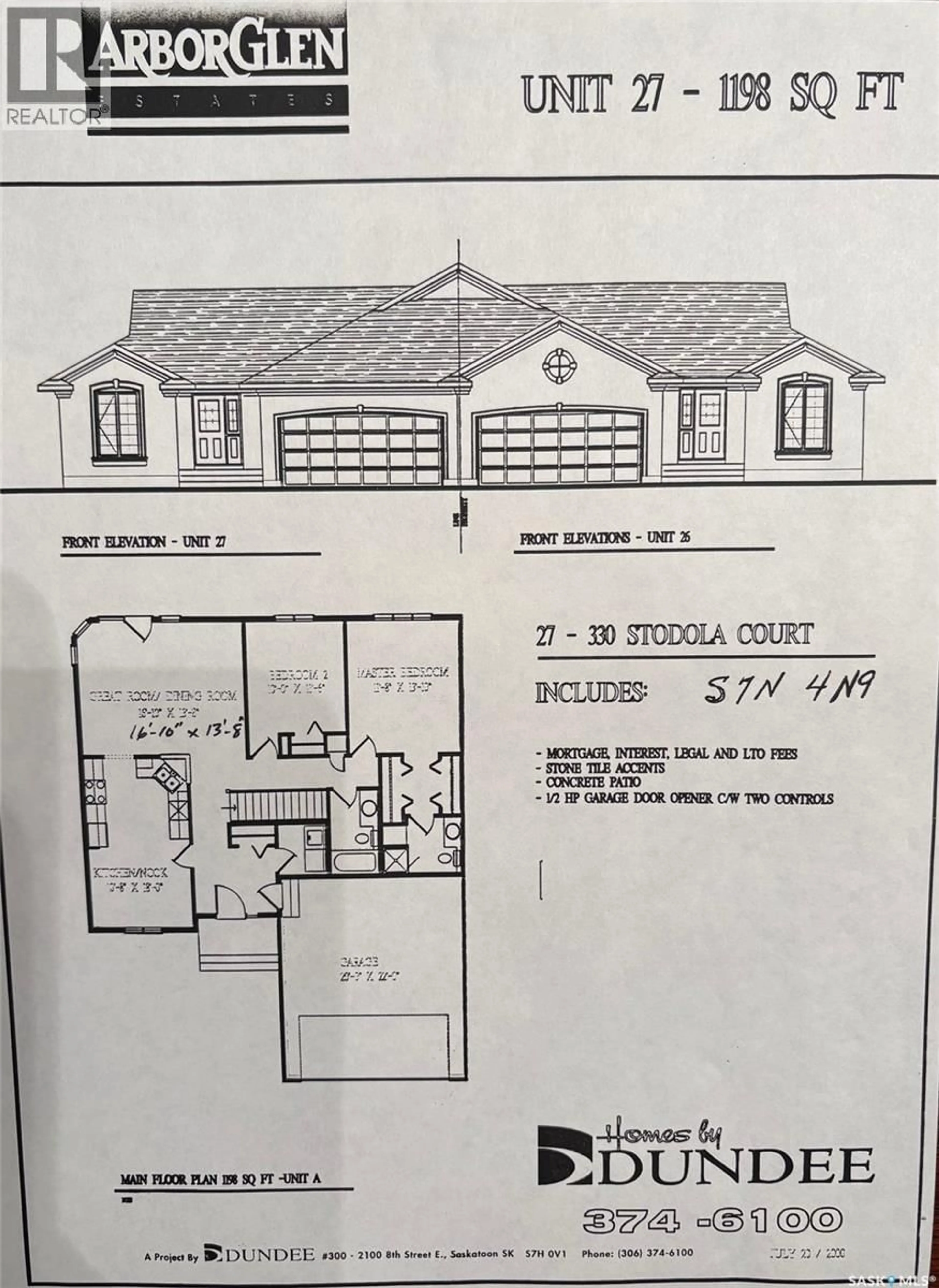Floor plan for 330 - 27 27 STODOLA COURT, Saskatoon Saskatchewan S7N4N9