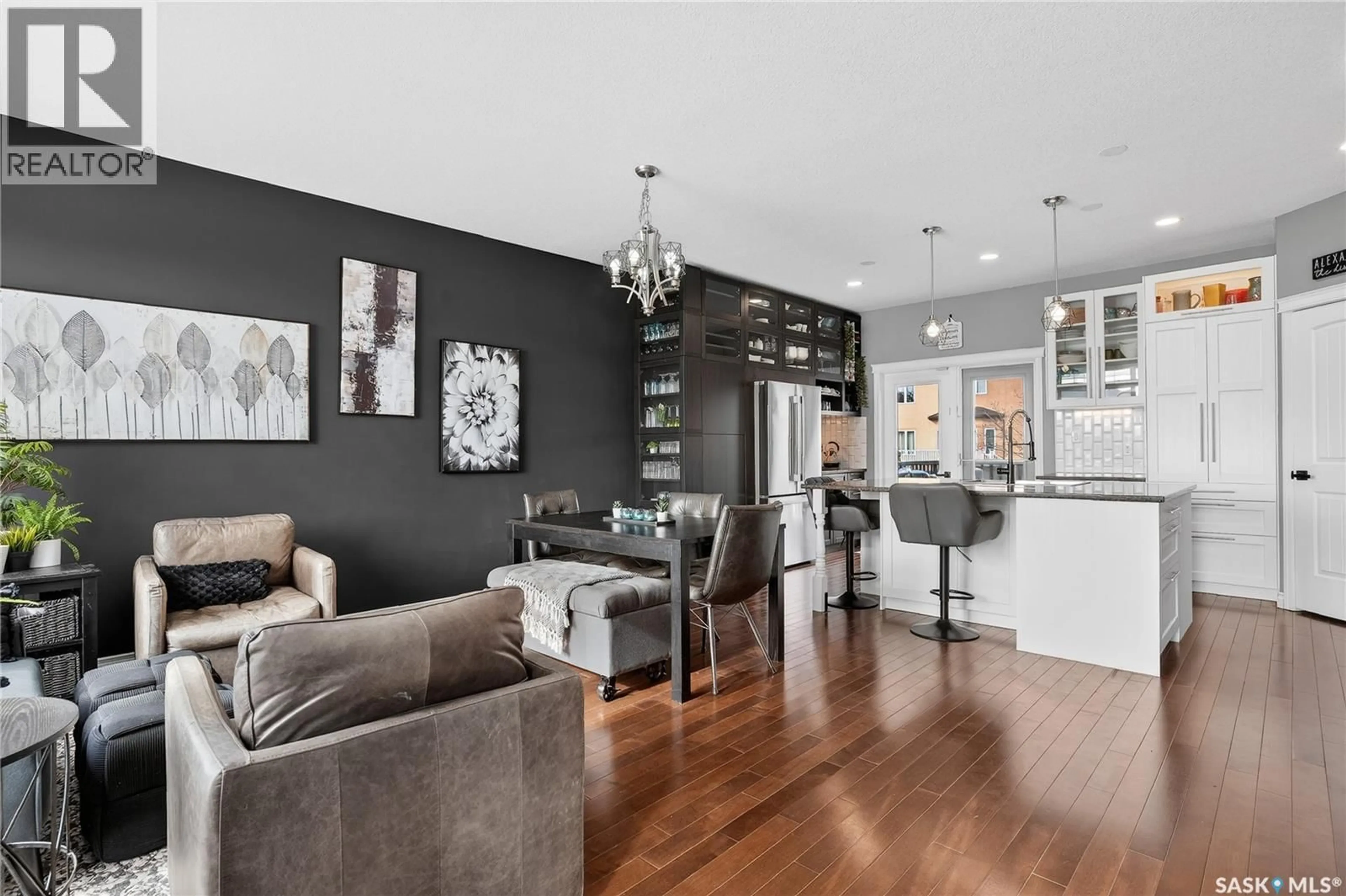 Open concept kitchen, wood/laminate floor for 1526 SHEPHERD CRESCENT, Saskatoon Saskatchewan S7W0B6