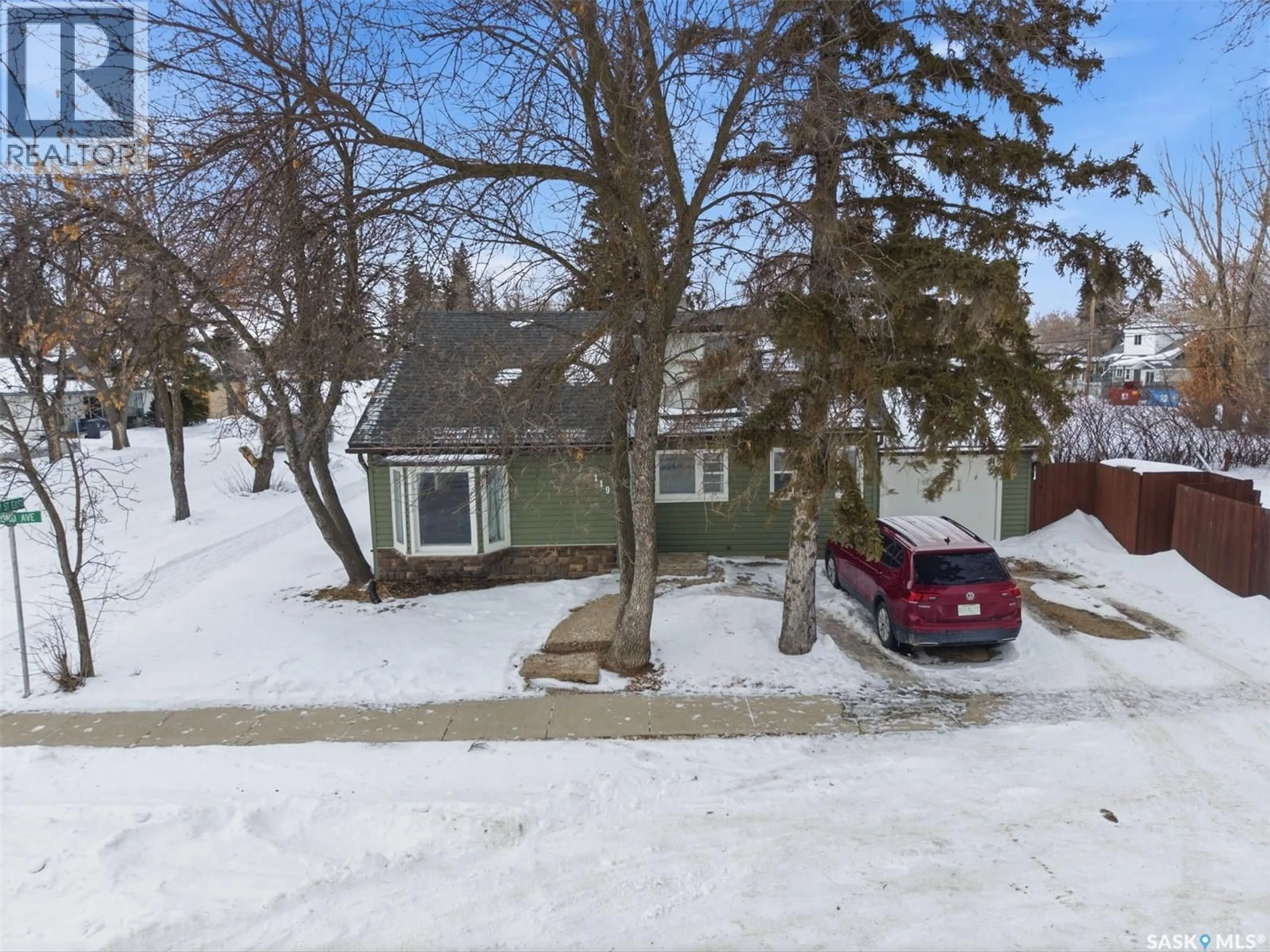 A pic from outside/outdoor area/front of a property/back of a property/a pic from drone, street for 119 1ST STREET E, Langham Saskatchewan S0K2L0
