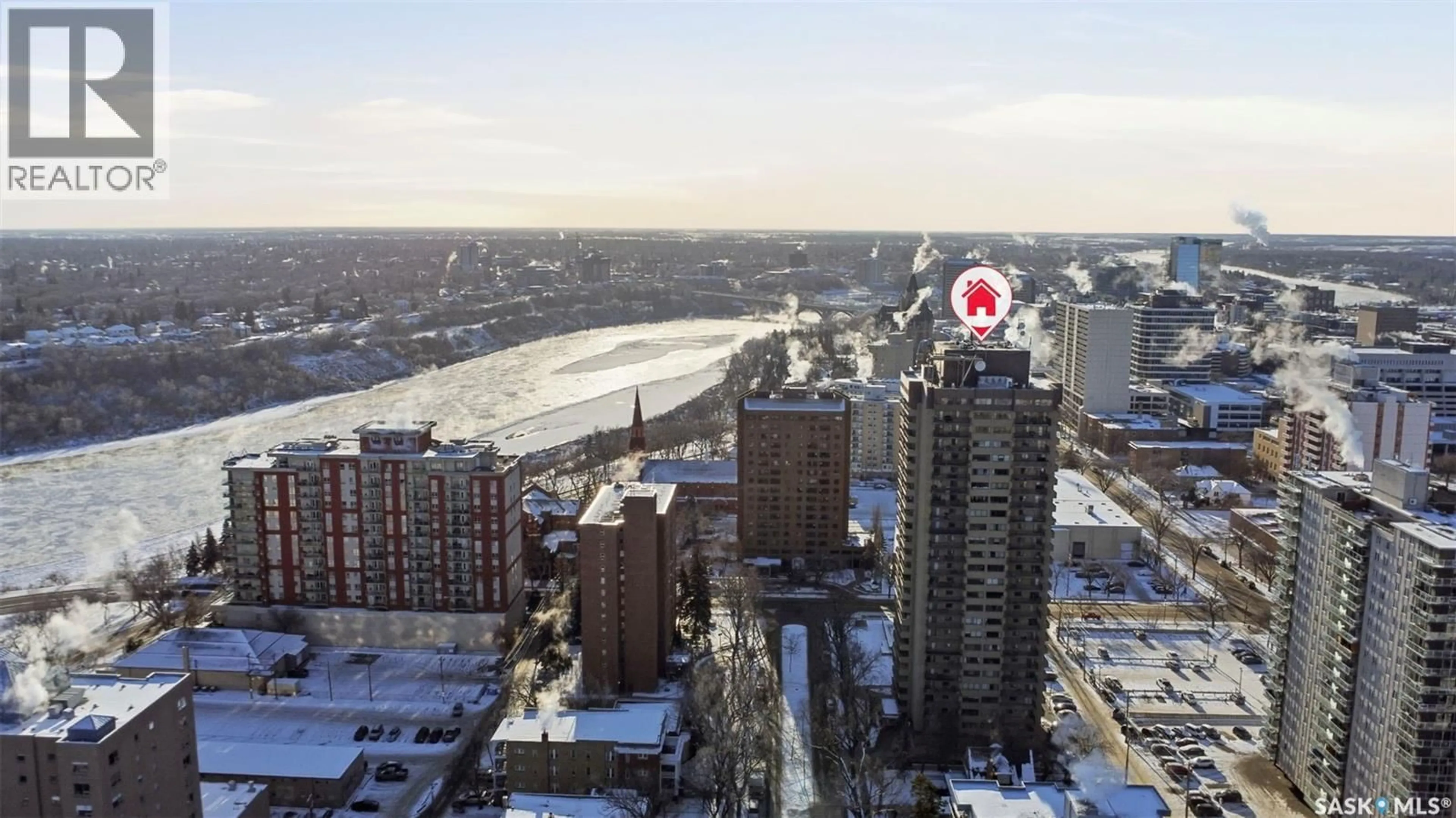 A pic from outside/outdoor area/front of a property/back of a property/a pic from drone, city buildings view from balcony for 311 - 2505 6TH AVENUE, Saskatoon Saskatchewan S7K7A9