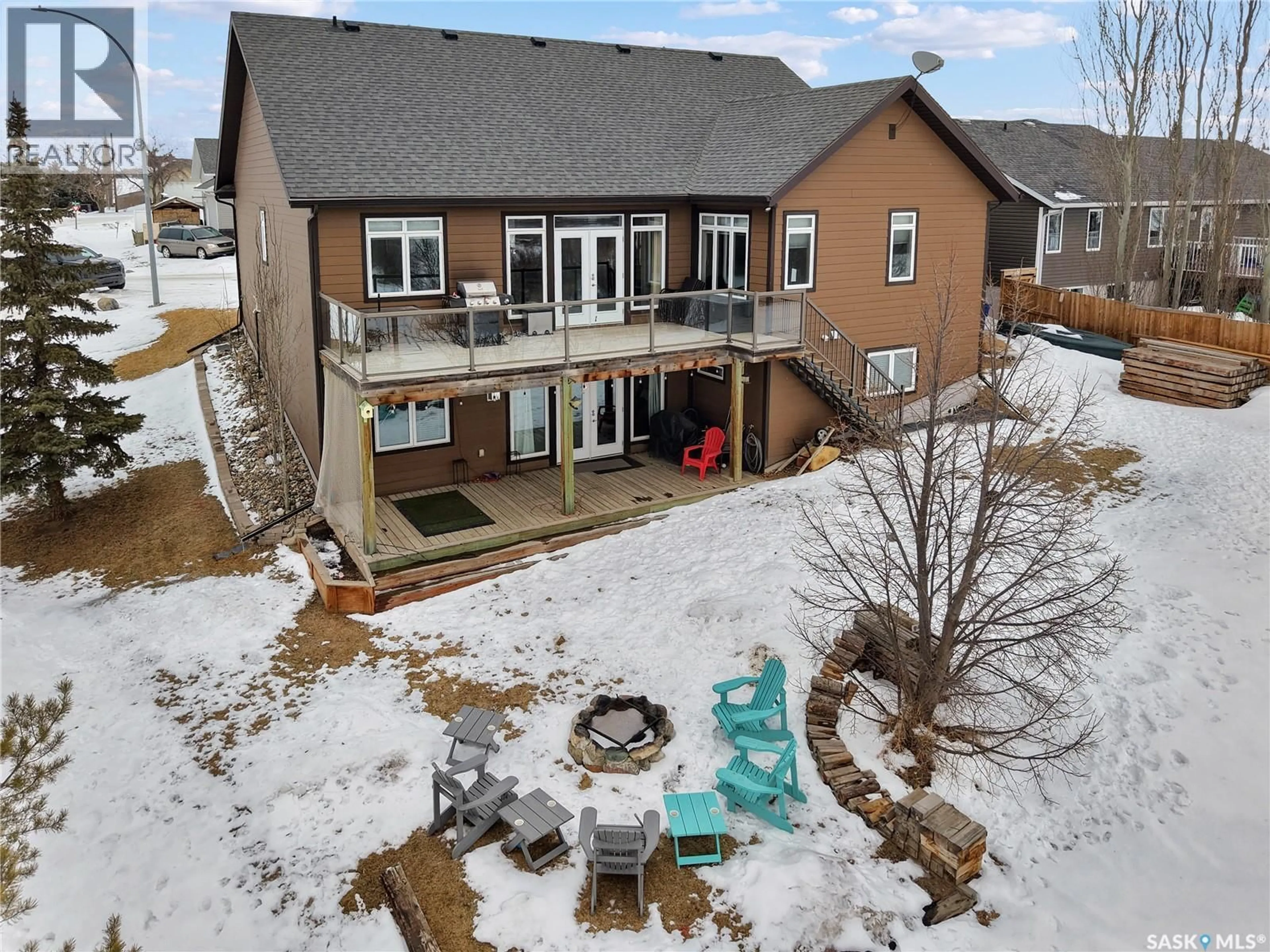 A pic from outside/outdoor area/front of a property/back of a property/a pic from drone, water/lake/river/ocean view for 12 DERBOWKA DRIVE, Borden Saskatchewan S0K0N0