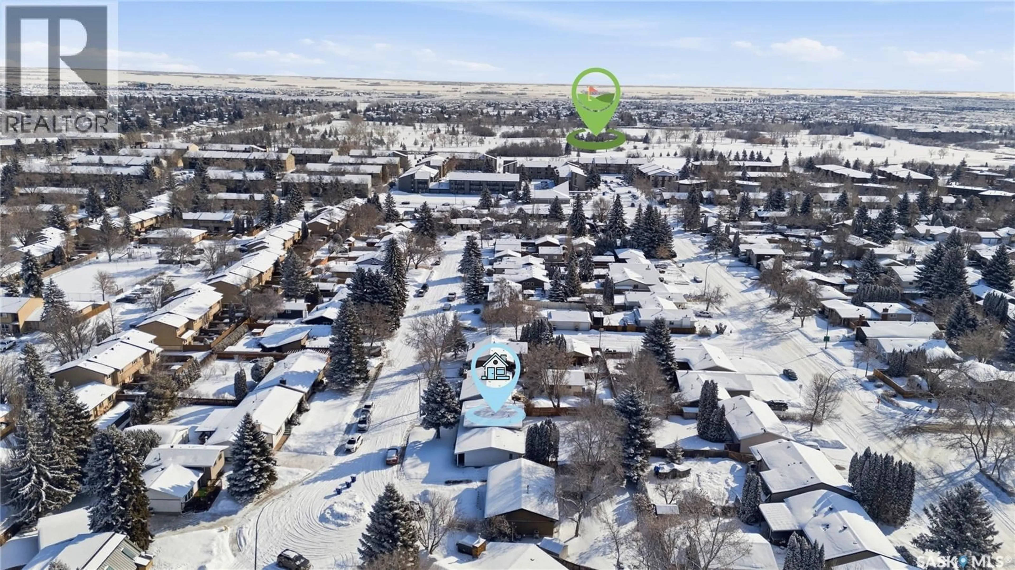 A pic from outside/outdoor area/front of a property/back of a property/a pic from drone, mountain view for 110 MEGLUND PLACE, Saskatoon Saskatchewan S7H4Z7