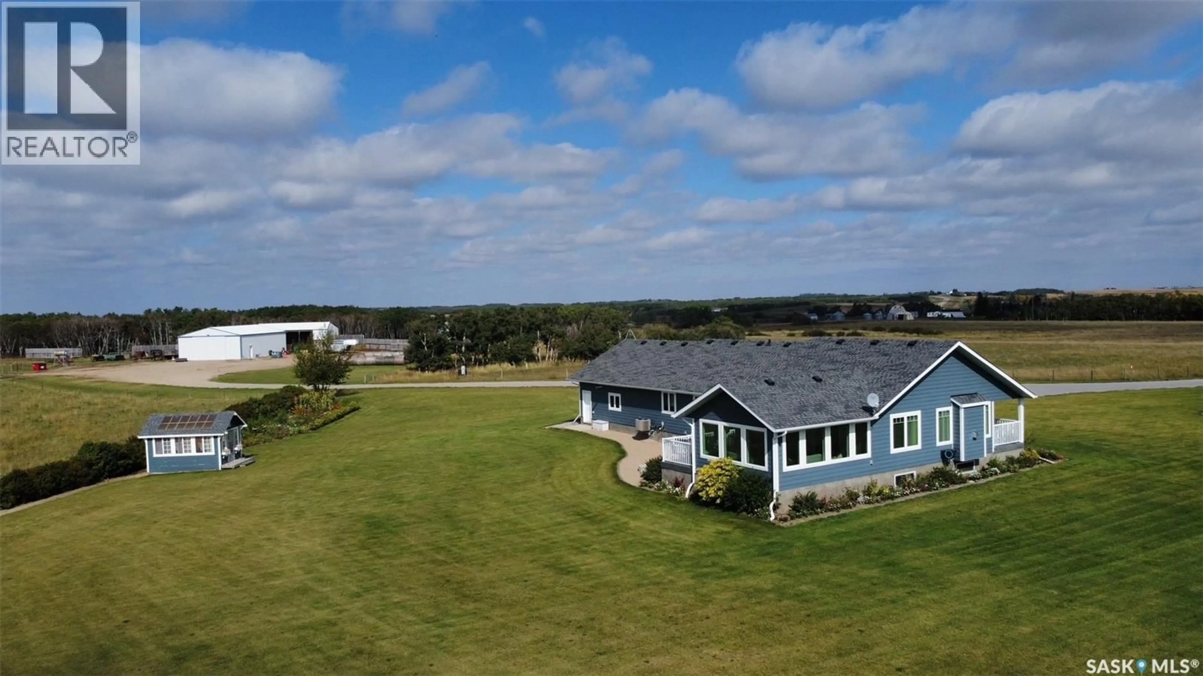 A pic from outside/outdoor area/front of a property/back of a property/a pic from drone, water/lake/river/ocean view for 1908 HIGHWAY 364, Edenwold Rm No.158 Saskatchewan S0G0E0