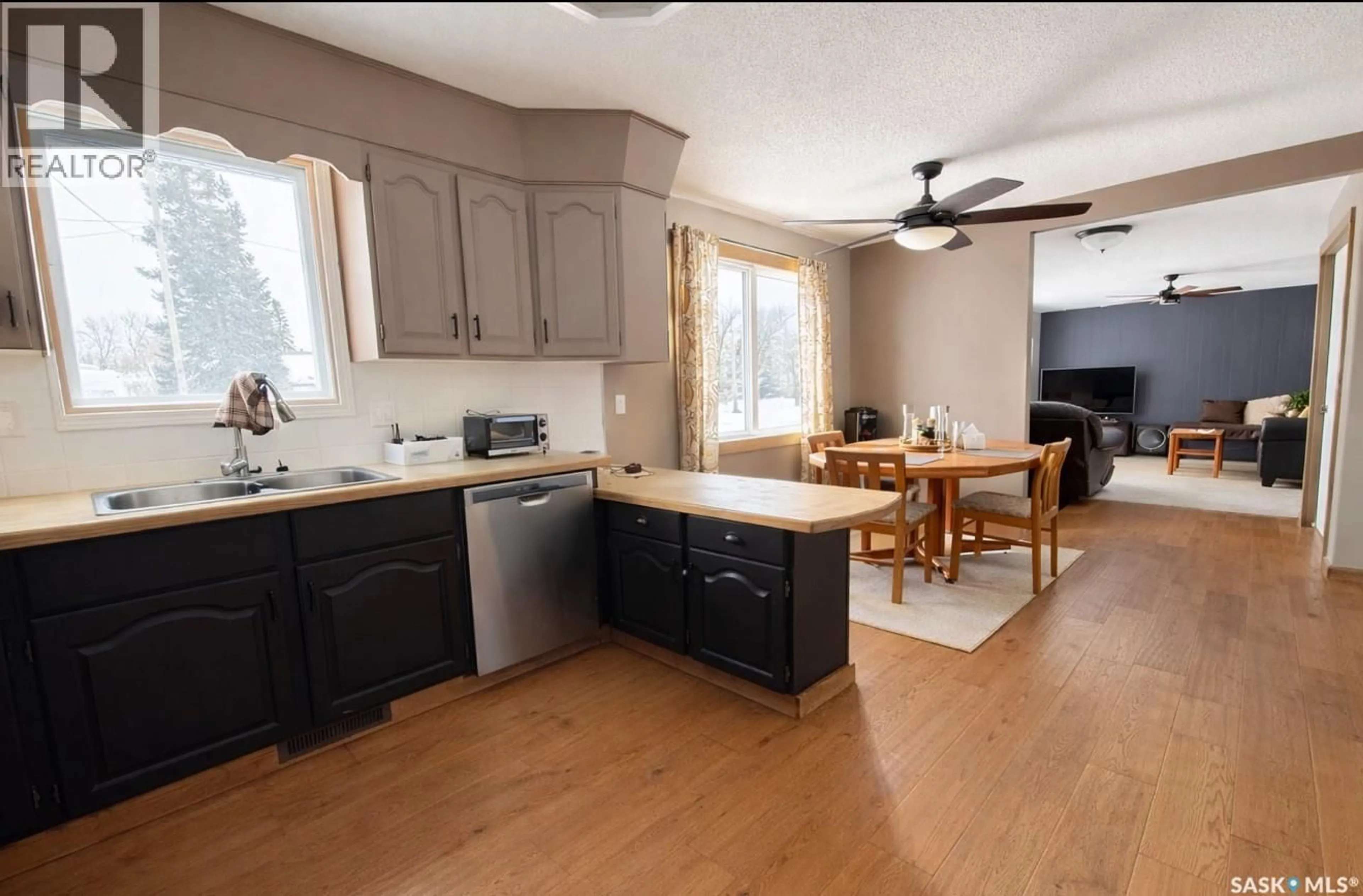 Open concept kitchen, wood/laminate floor for 206 PITT STREET, Rocanville Saskatchewan S0A3L0