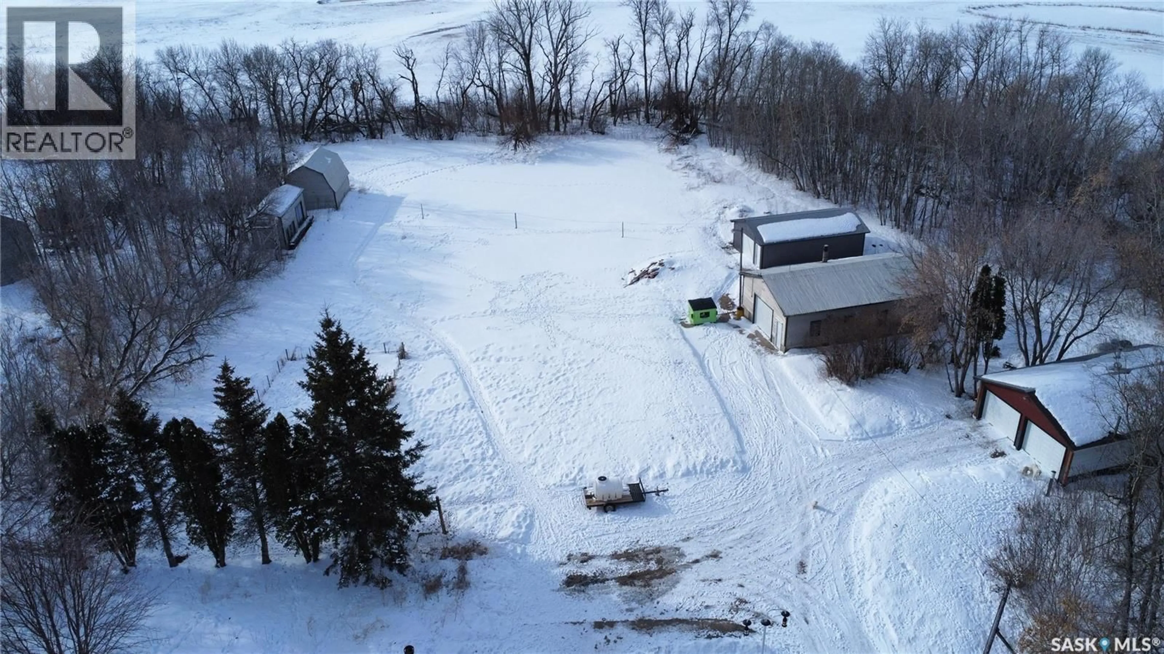 A pic from outside/outdoor area/front of a property/back of a property/a pic from drone, building for WELDON FERRY ACREAGE, Weldon Saskatchewan S0J3A0