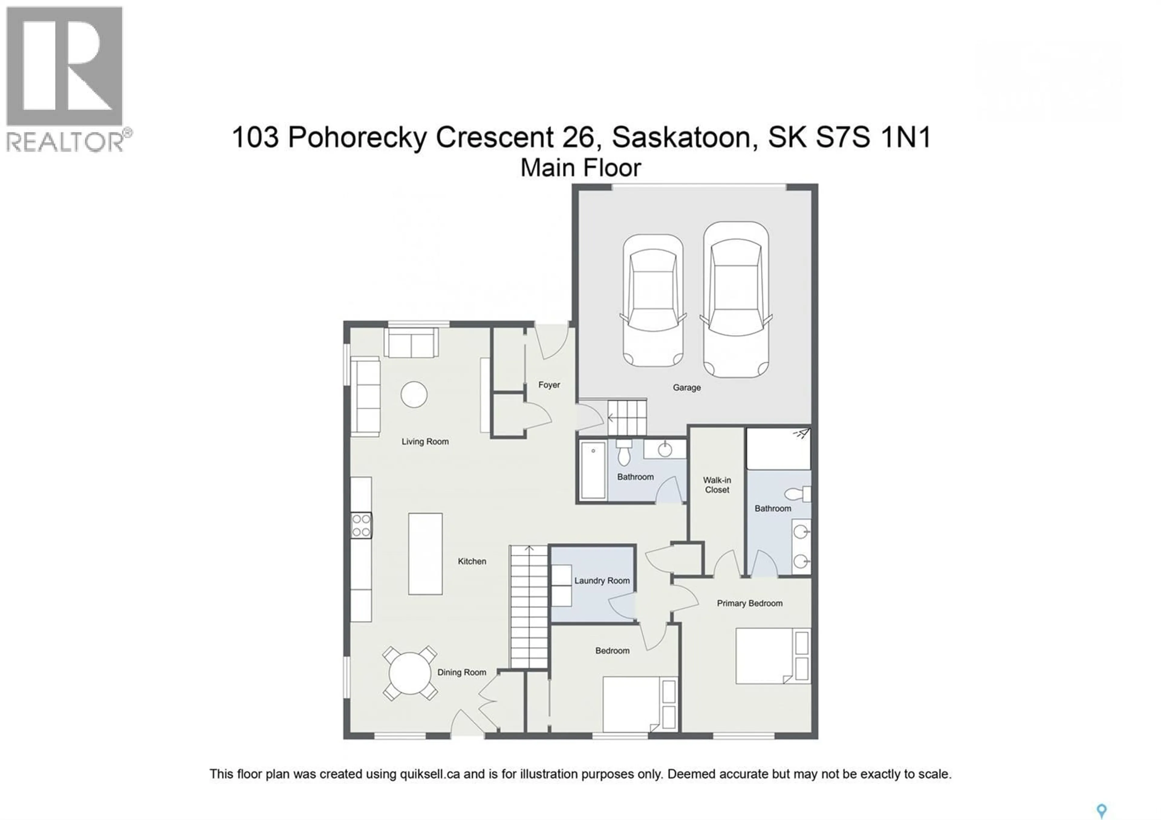 Floor plan for 103 - 26 POHORECKY CRESCENT, Saskatoon Saskatchewan S7W0X6