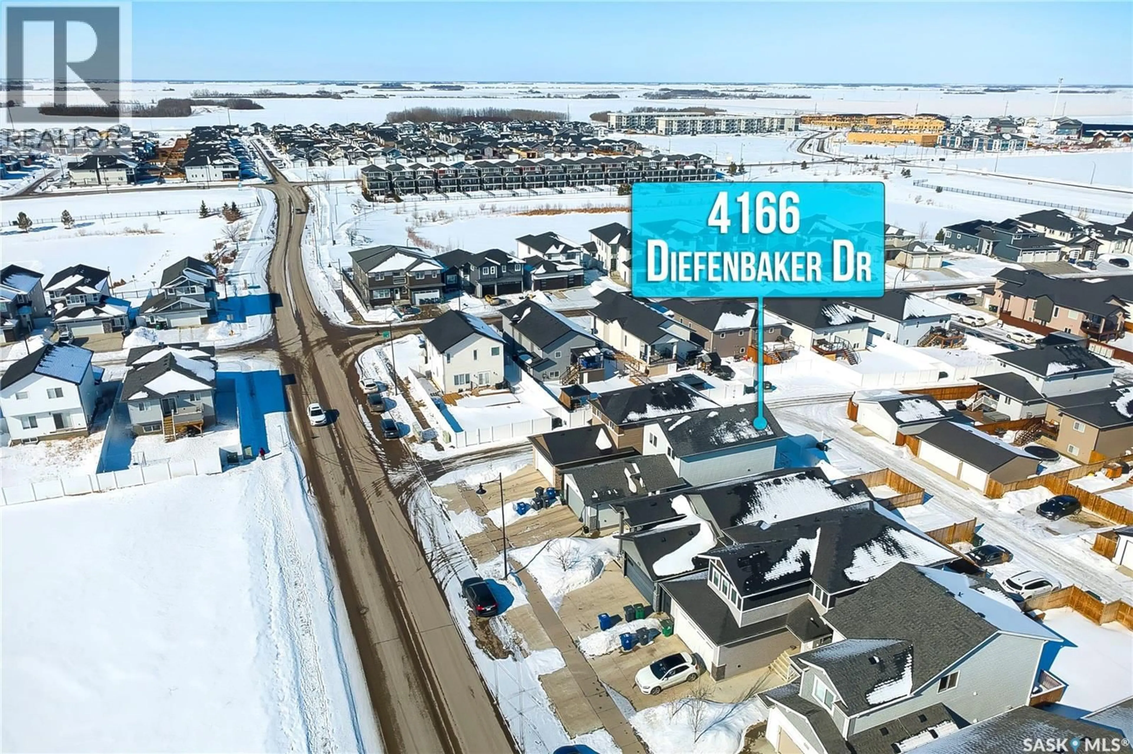 A pic from outside/outdoor area/front of a property/back of a property/a pic from drone, street for 4166 DIEFENBAKER DRIVE, Saskatoon Saskatchewan S7I6W8