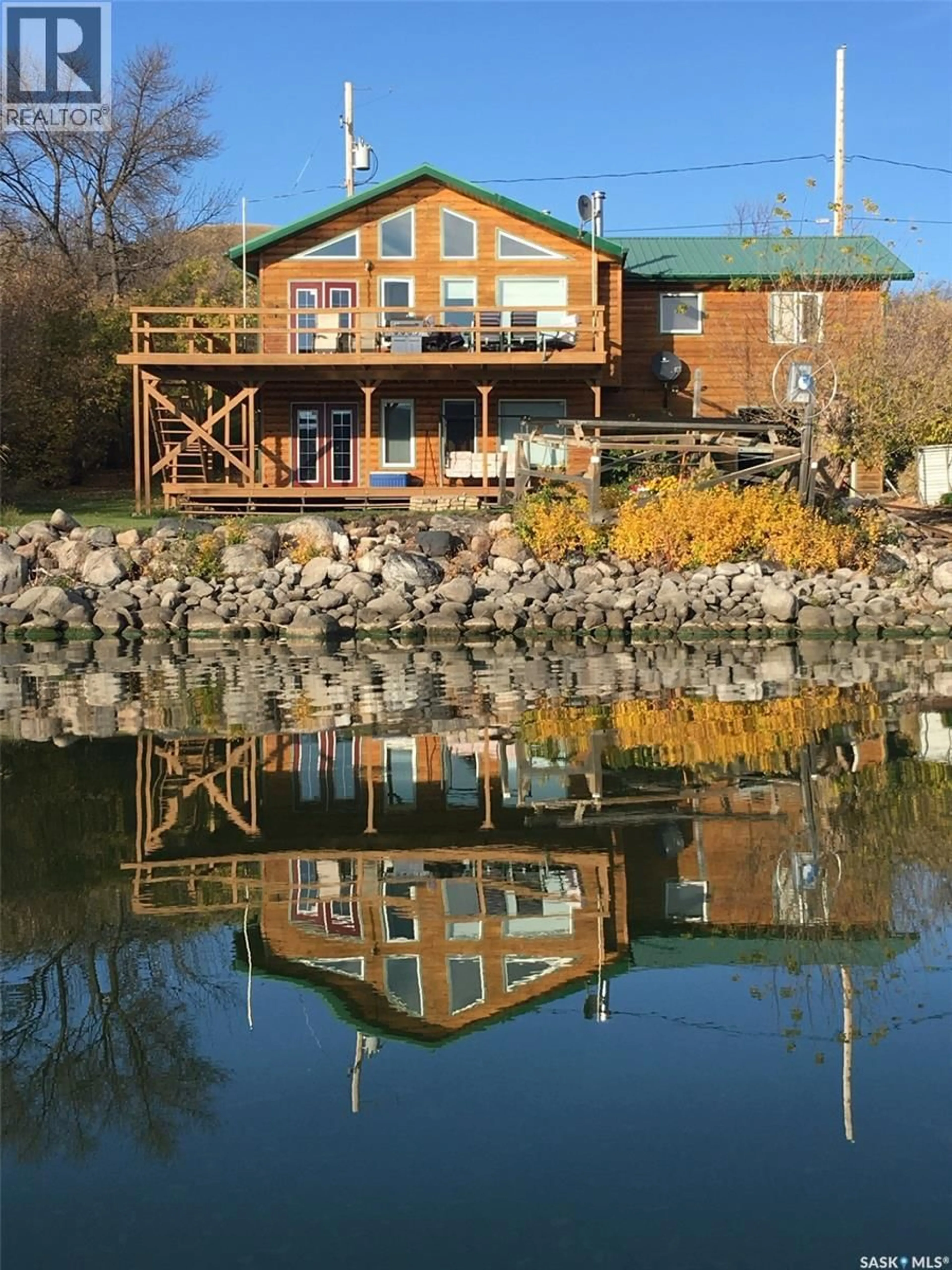 A pic from outside/outdoor area/front of a property/back of a property/a pic from drone, water/lake/river/ocean view for 104 ELK ROAD, Crooked Lake Saskatchewan S0G2B0