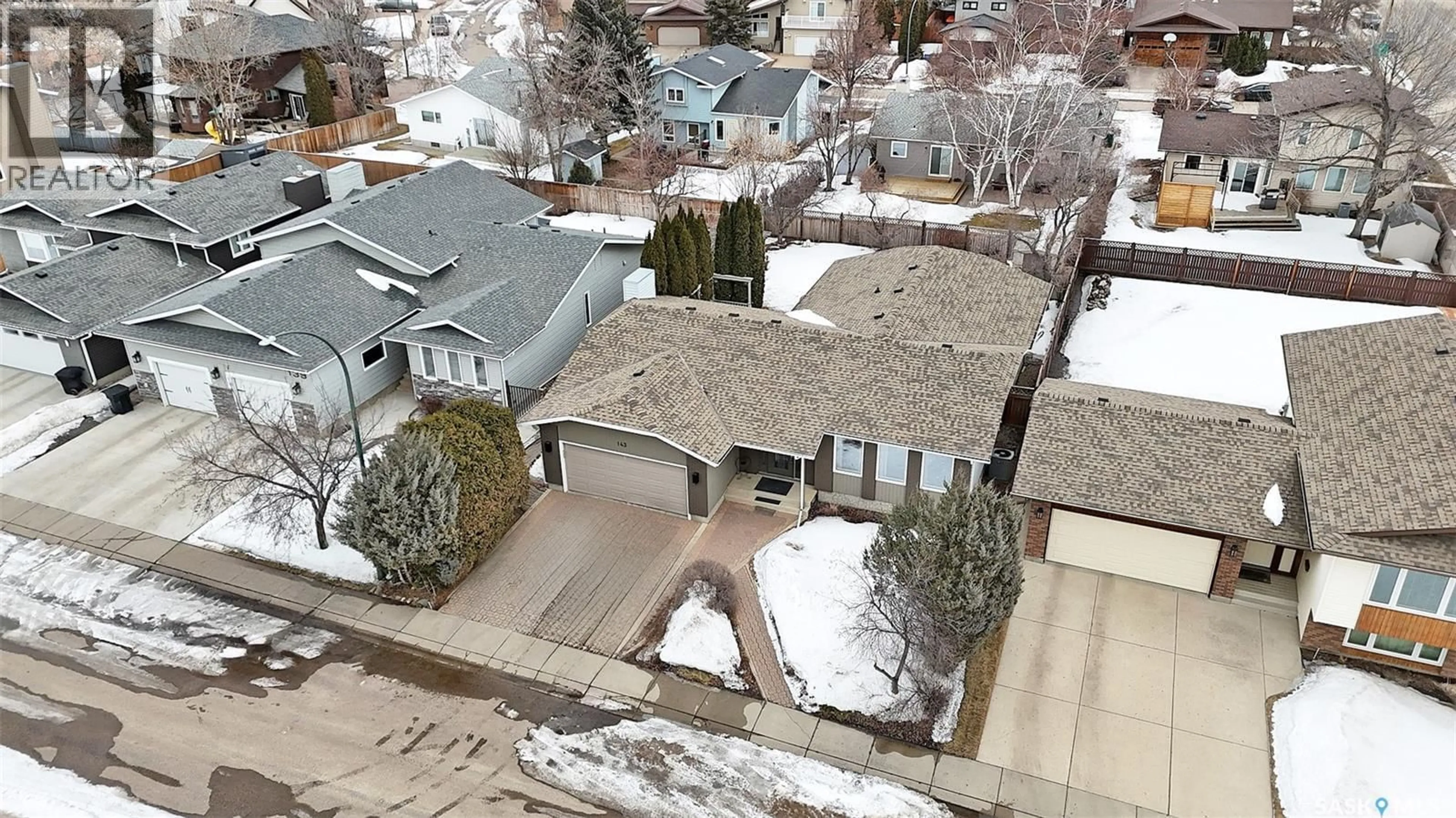 A pic from outside/outdoor area/front of a property/back of a property/a pic from drone, street for 143 BIRO PLACE, Saskatoon Saskatchewan S7K7V6