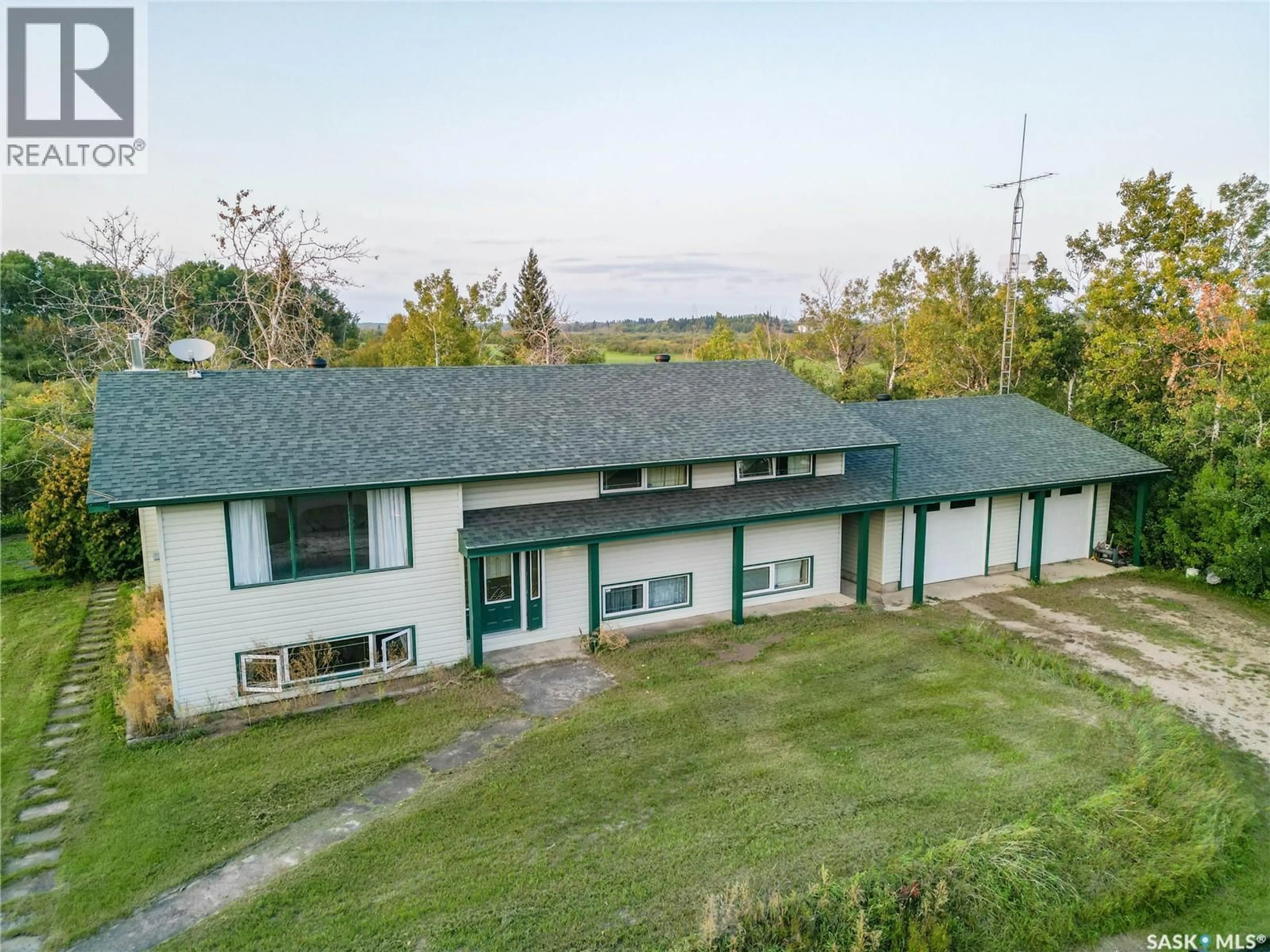 A pic from outside/outdoor area/front of a property/back of a property/a pic from drone, building for SPRUCE HOME ACREAGE, Buckland Rm No. 491 Saskatchewan S0J2N0