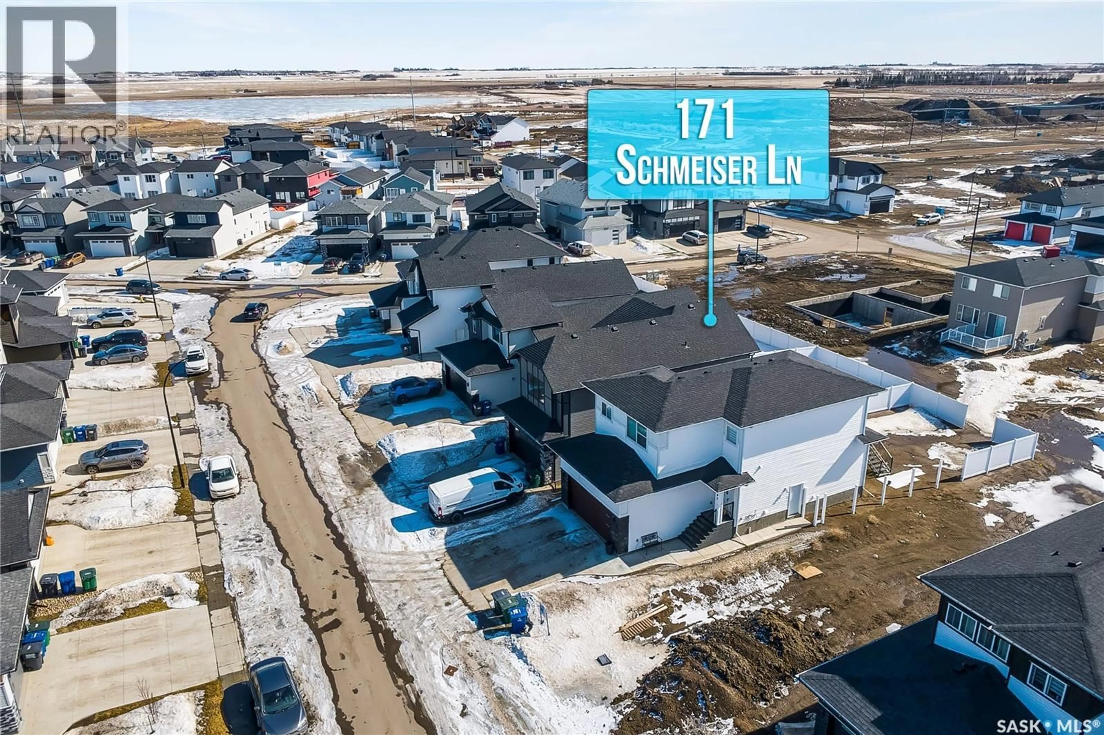 A pic from outside/outdoor area/front of a property/back of a property/a pic from drone, street for 171 SCHMEISER LANE, Saskatoon Saskatchewan S7V0N3