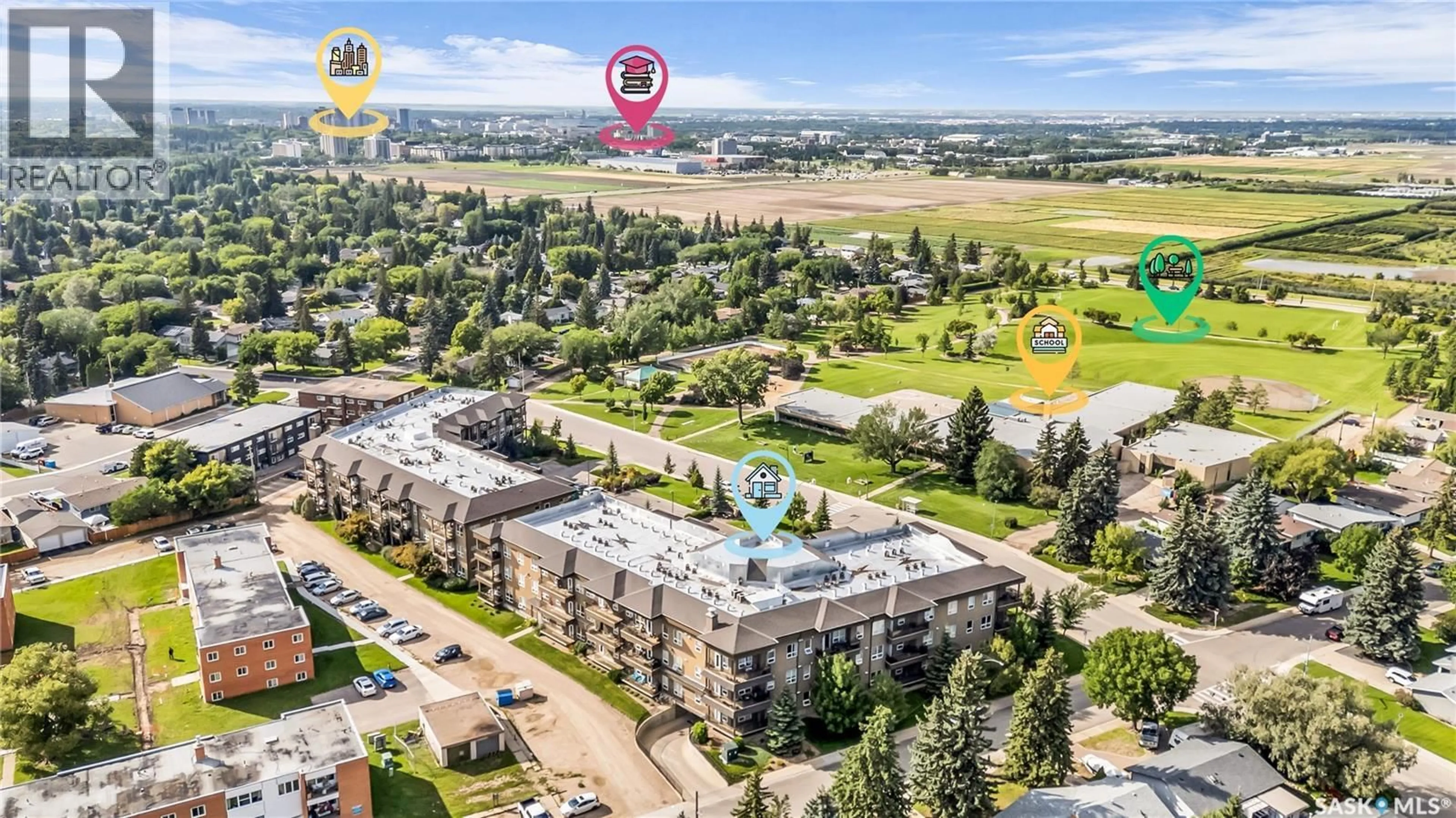 A pic from outside/outdoor area/front of a property/back of a property/a pic from drone, mountain view for 301 - 2730 MAIN STREET, Saskatoon Saskatchewan S7H0M3