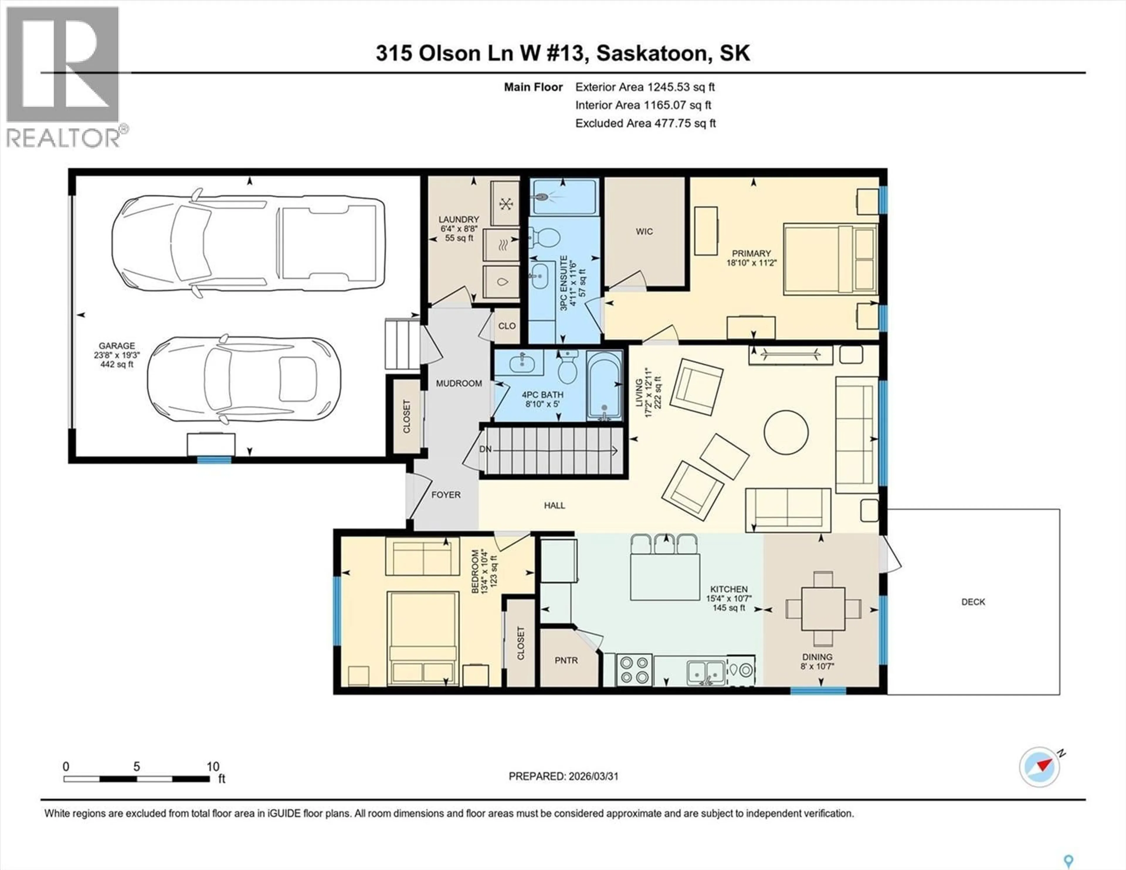 Floor plan for W - 13 315 OLSON LANE, Saskatoon Saskatchewan S7V0R8