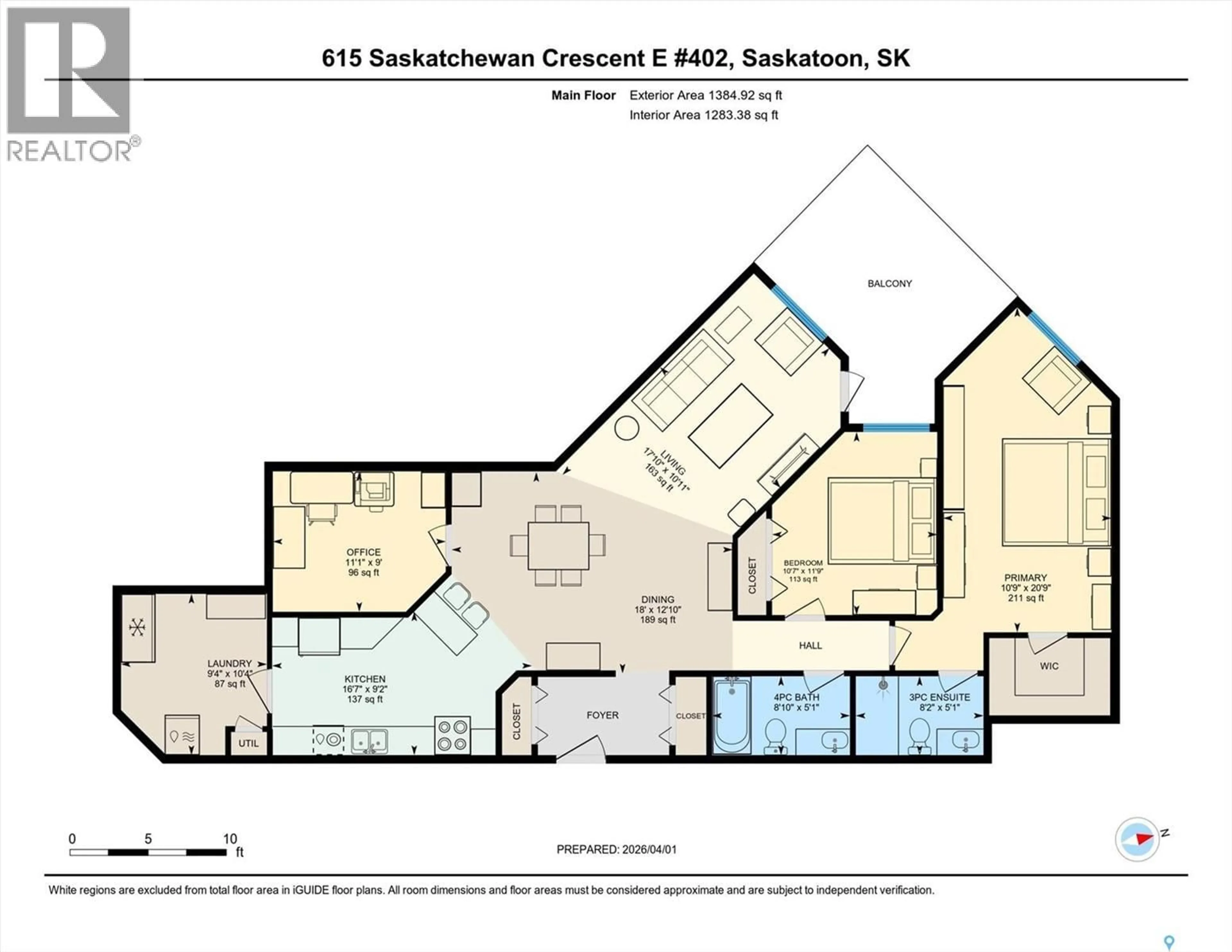 Floor plan for 402 615 SASKATCHEWAN CRESCENT, Saskatoon Saskatchewan S7M0A5