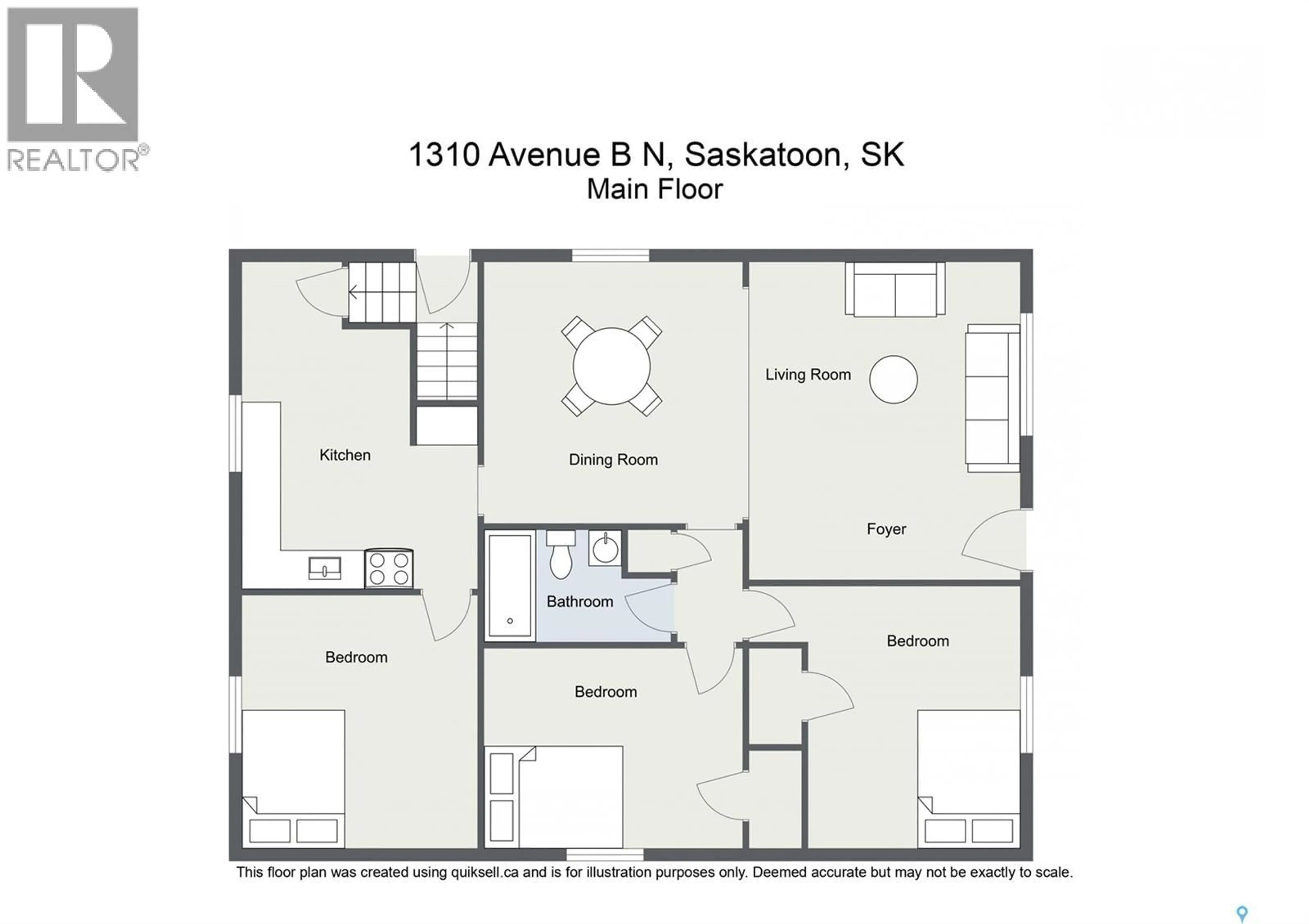 Floor plan for 1310 B AVENUE, Saskatoon Saskatchewan S7L1G5