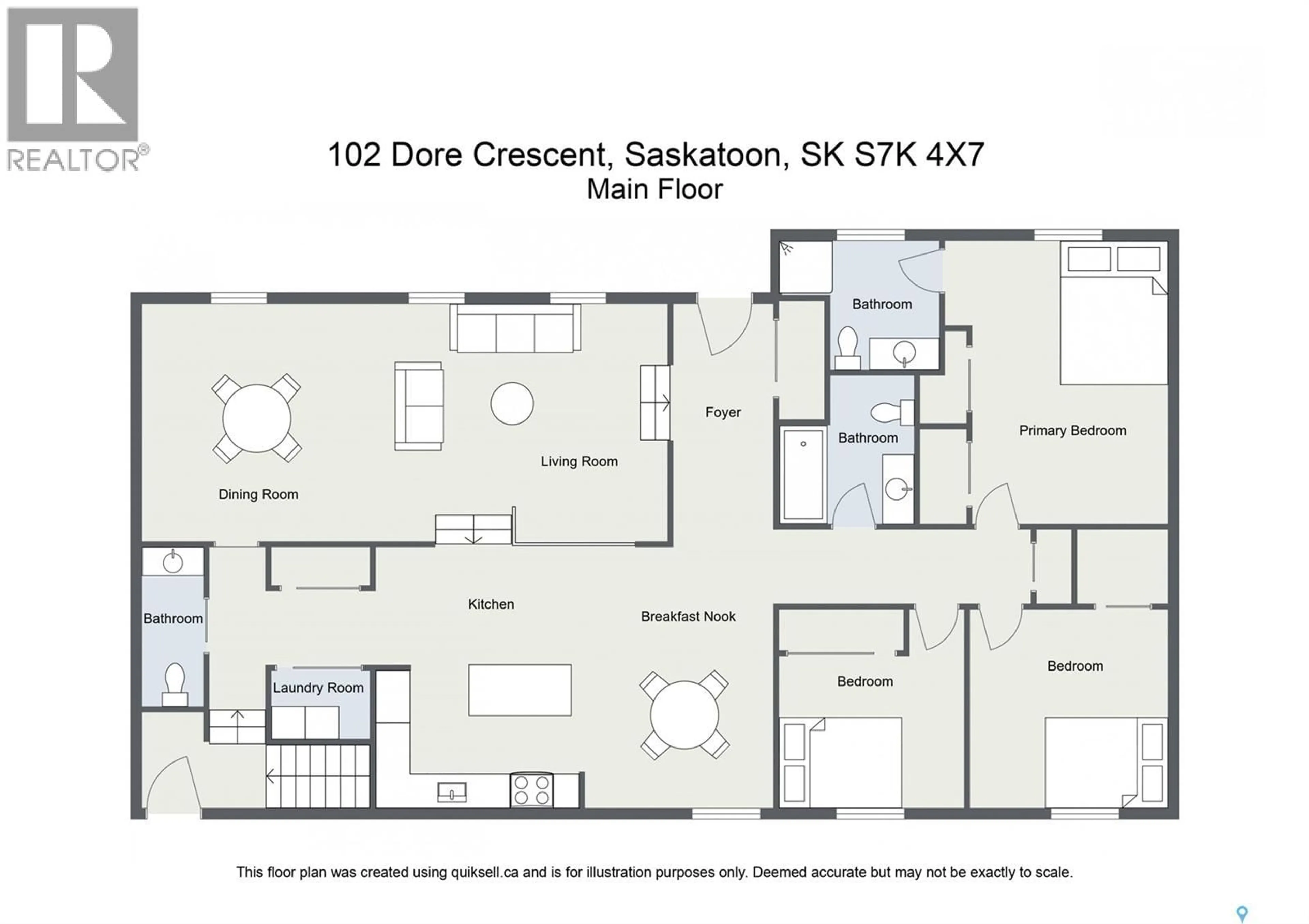 Floor plan for 102 DORE CRESCENT, Saskatoon Saskatchewan S7K4X7