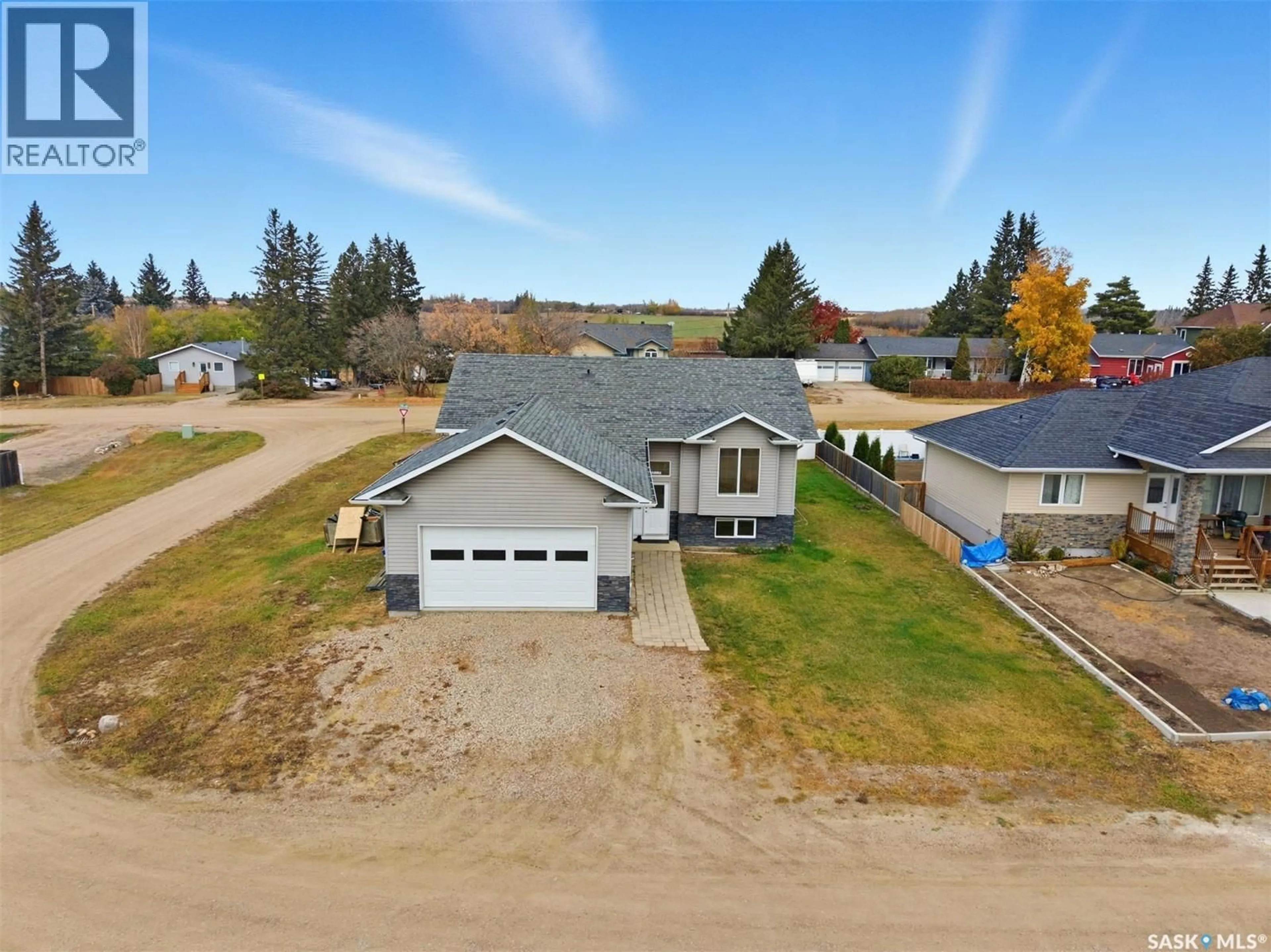 A pic from outside/outdoor area/front of a property/back of a property/a pic from drone, water/lake/river/ocean view for 1 DERBOWKA DRIVE, Borden Saskatchewan S0K0N0
