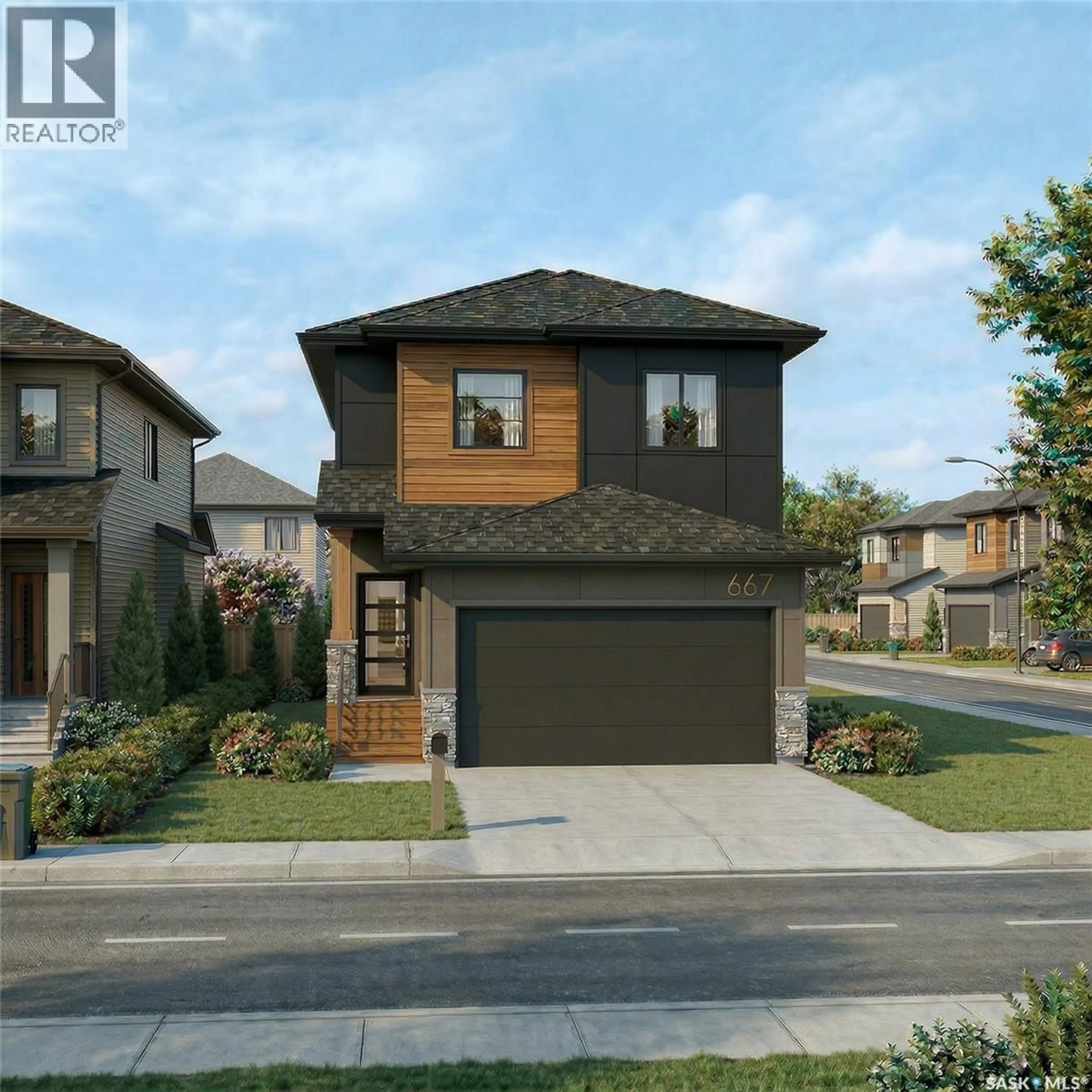 Home with brick exterior material, street for 667 HENRY DAYDAY ROAD, Saskatoon Saskatchewan S7W1H5