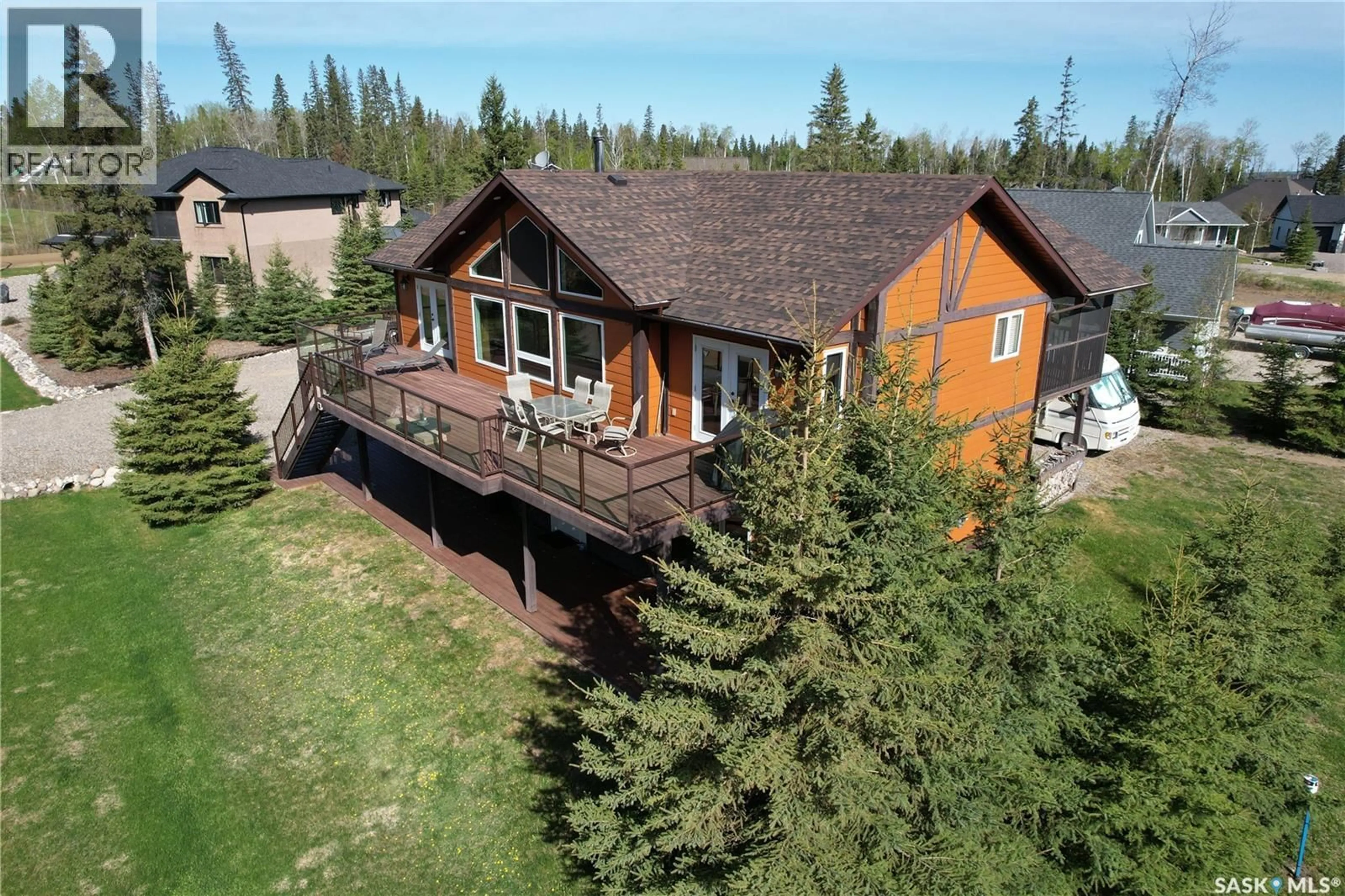 A pic from outside/outdoor area/front of a property/back of a property/a pic from drone, unknown for 1 WEDGE ALLEY, Candle Lake Saskatchewan S0J3E0