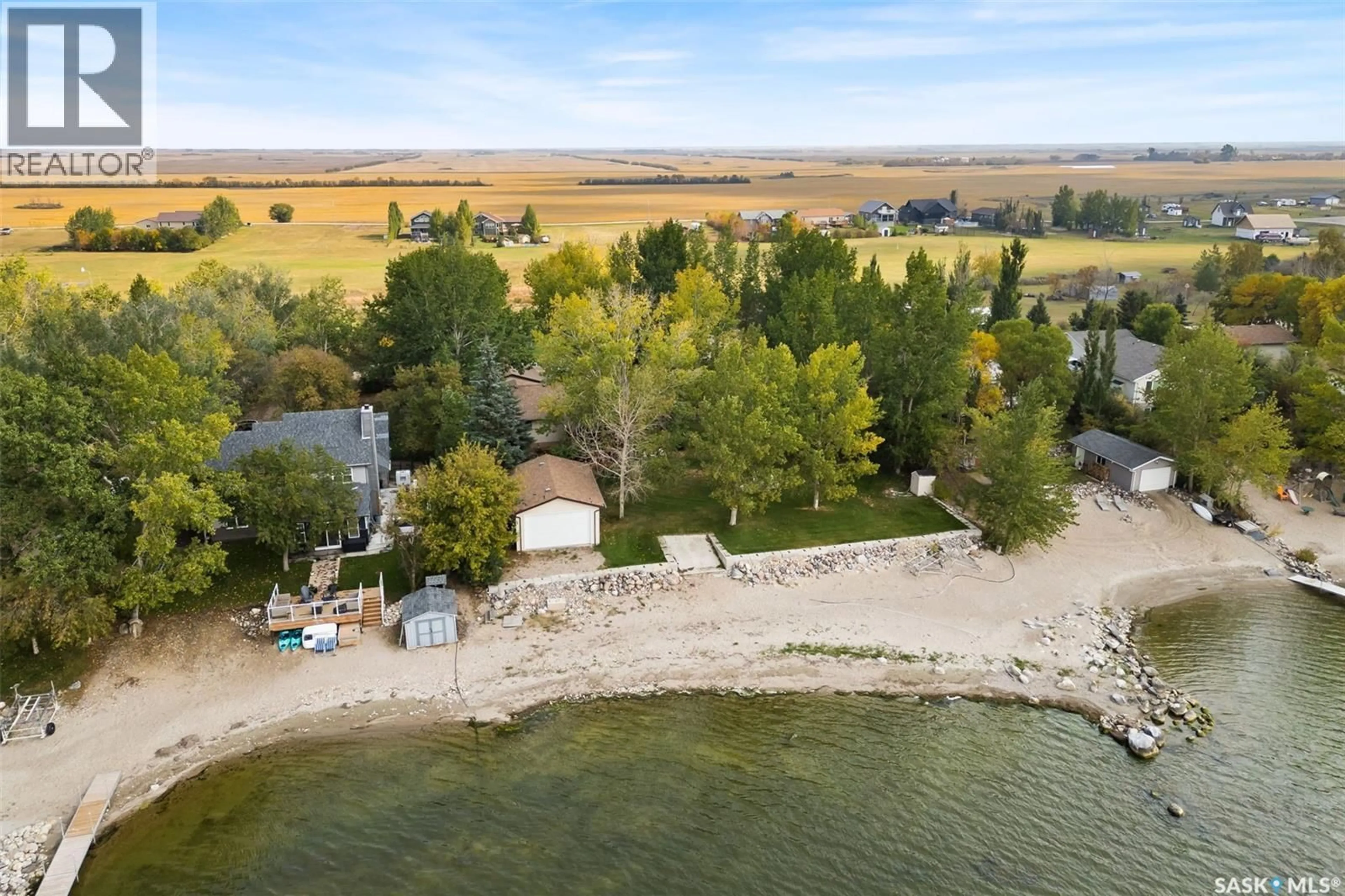 A pic from outside/outdoor area/front of a property/back of a property/a pic from drone, water/lake/river/ocean view for 193 & 194 GORDON DRIVE, Last Mountain Lake East Side Saskatchewan S0G4V0