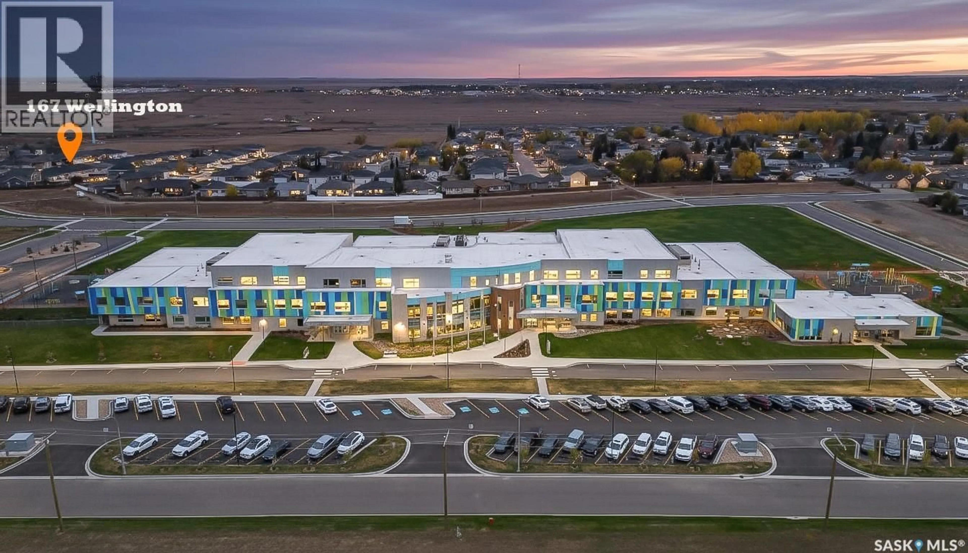 A pic from outside/outdoor area/front of a property/back of a property/a pic from drone, building for 167 WELLINGTON DRIVE, Moose Jaw Saskatchewan S6K0A6