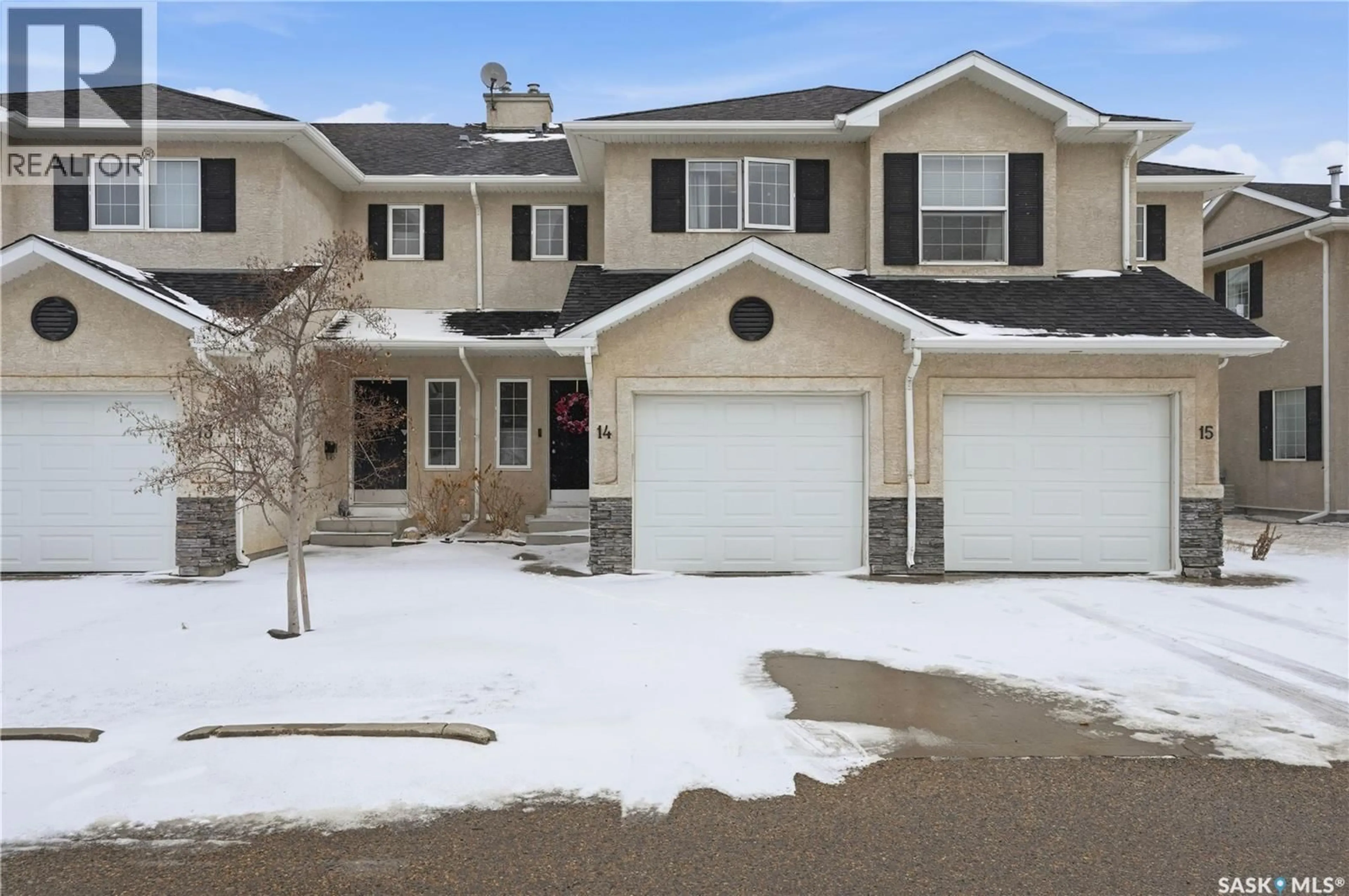 Home with vinyl exterior material, street for 14 2400 TELL PLACE, Regina Saskatchewan S4V3E3