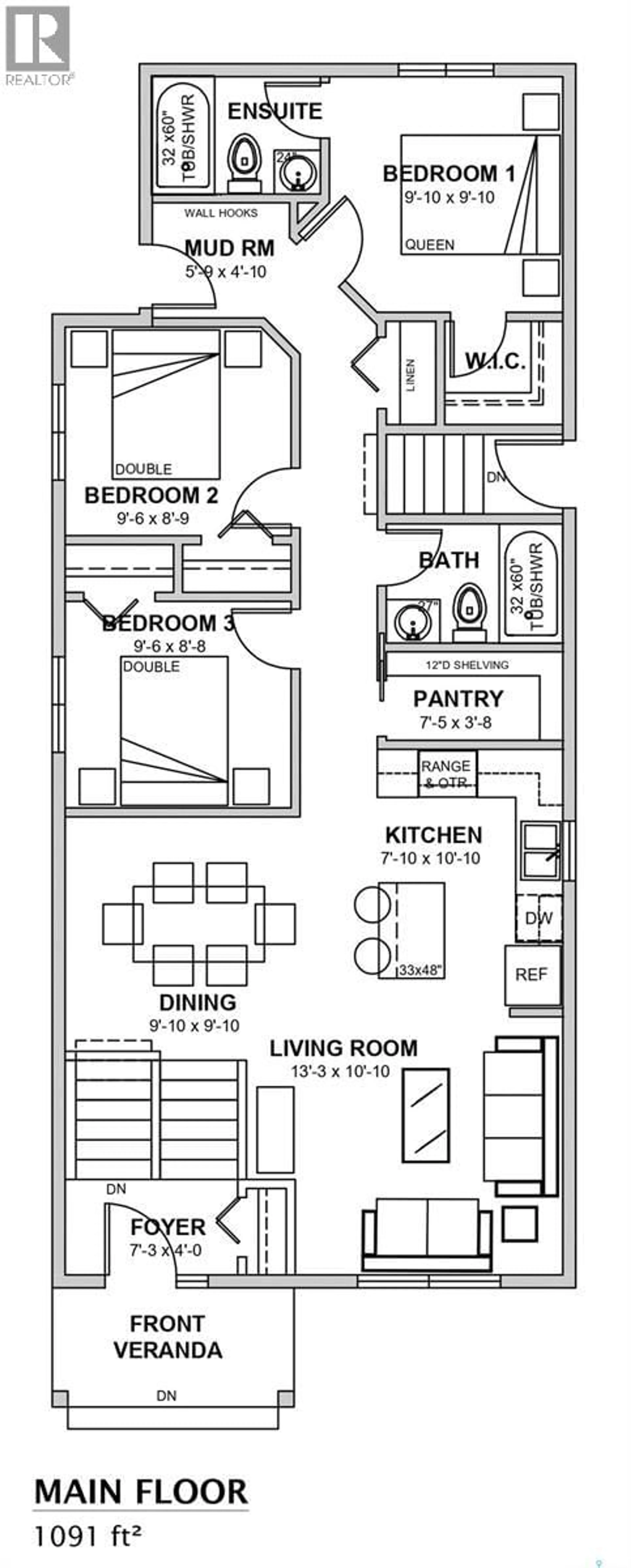 Floor plan for 439 STEHWIEN STREET, Saskatoon Saskatchewan S7W1M9