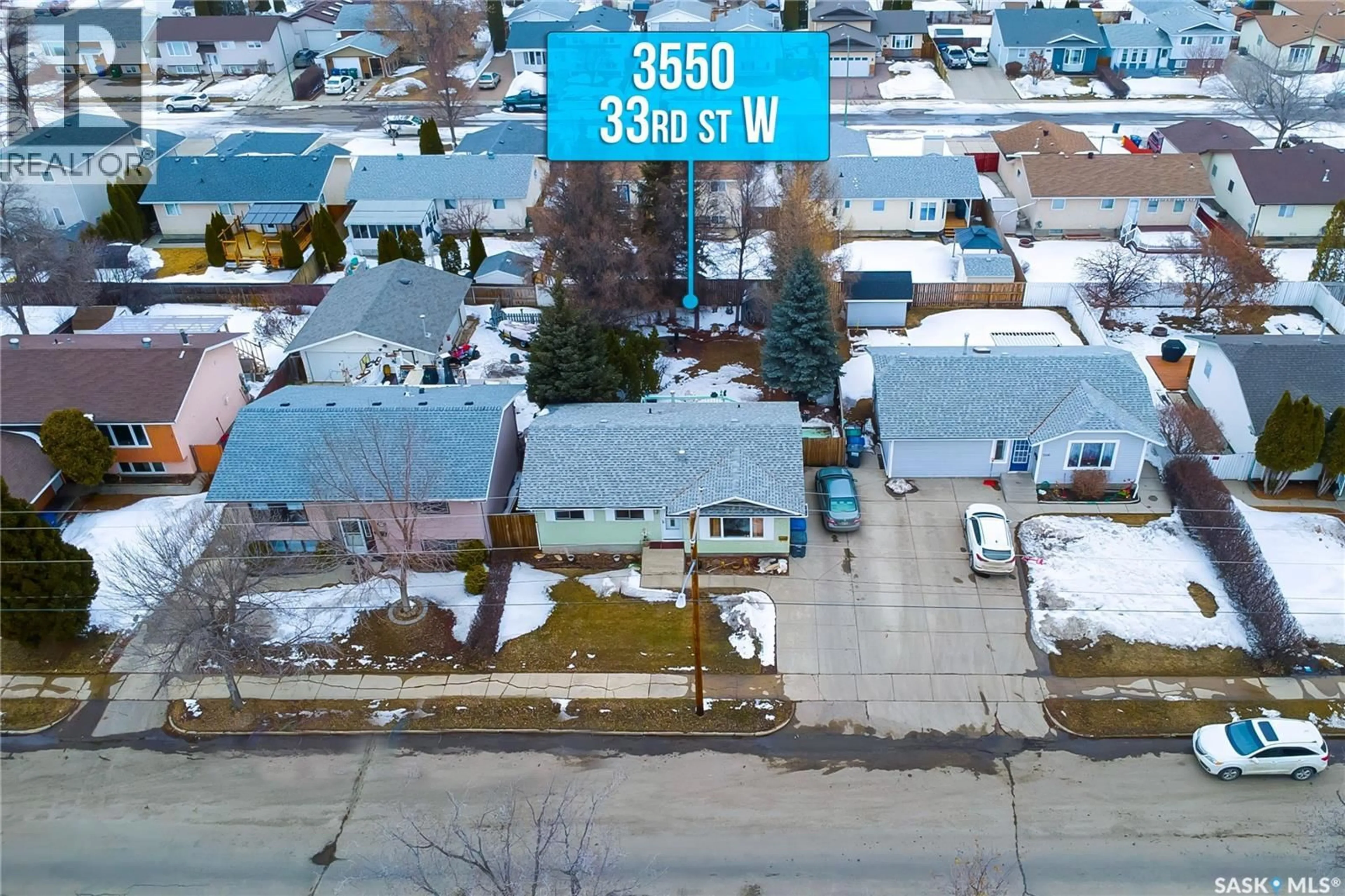 A pic from outside/outdoor area/front of a property/back of a property/a pic from drone, street for 3550 33RD STREET, Saskatoon Saskatchewan S7L6E1
